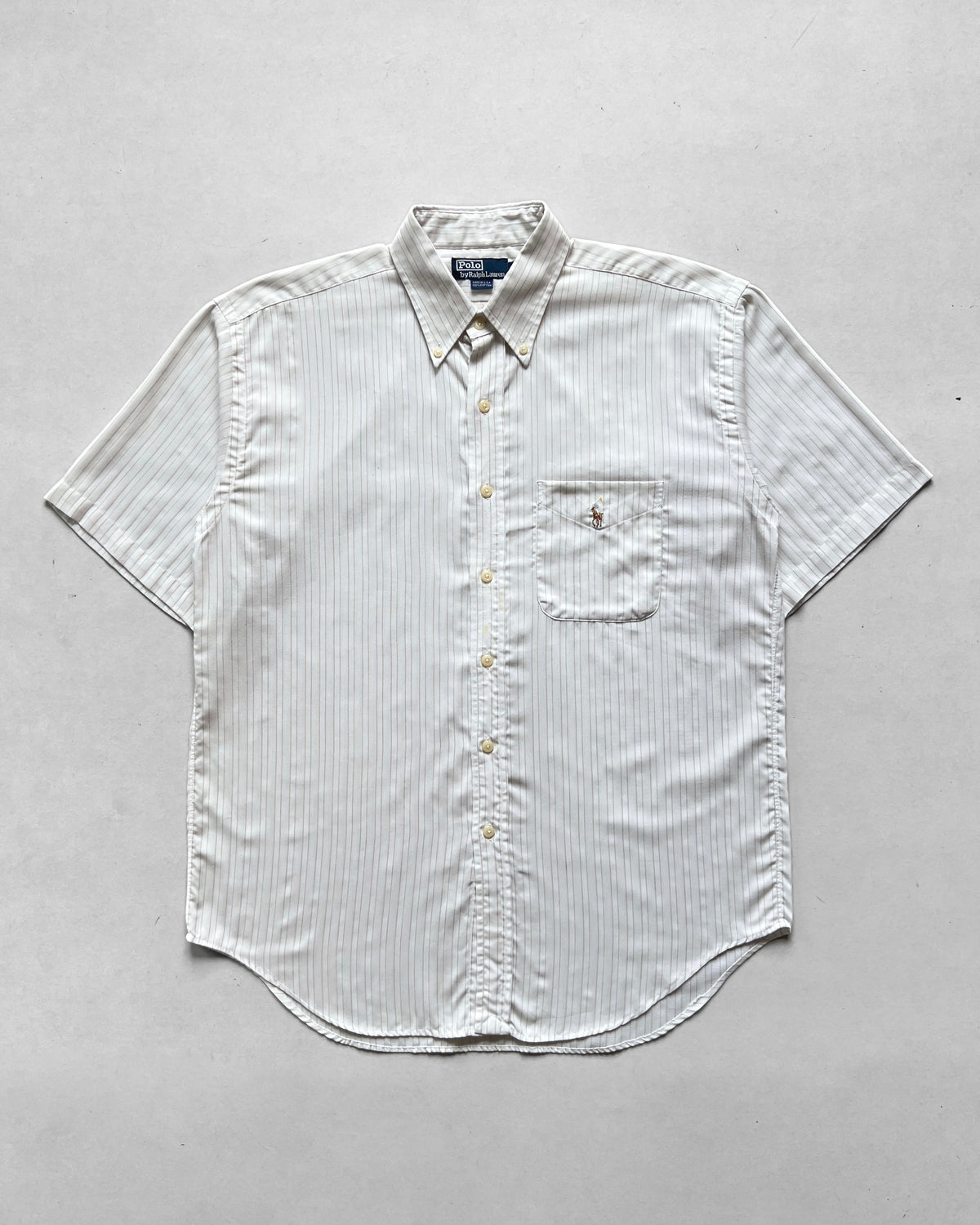 1990S RALPH LAUREN STRIPES SHORT-SLEEVES SHIRT (L)