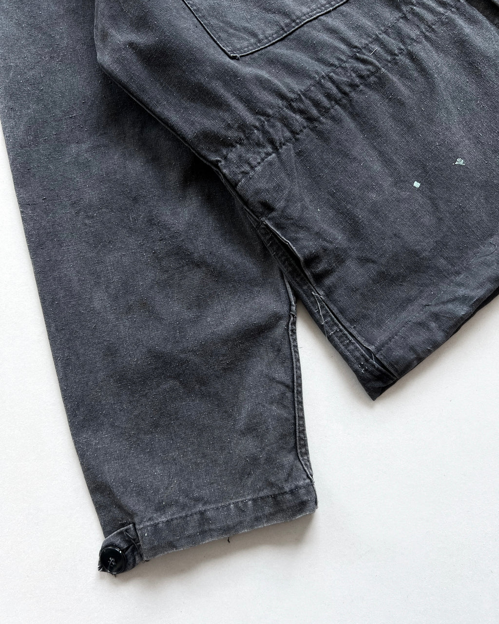 1960S FADED BLACK GERMAN CUSTOM MILITARY JACKET (L)