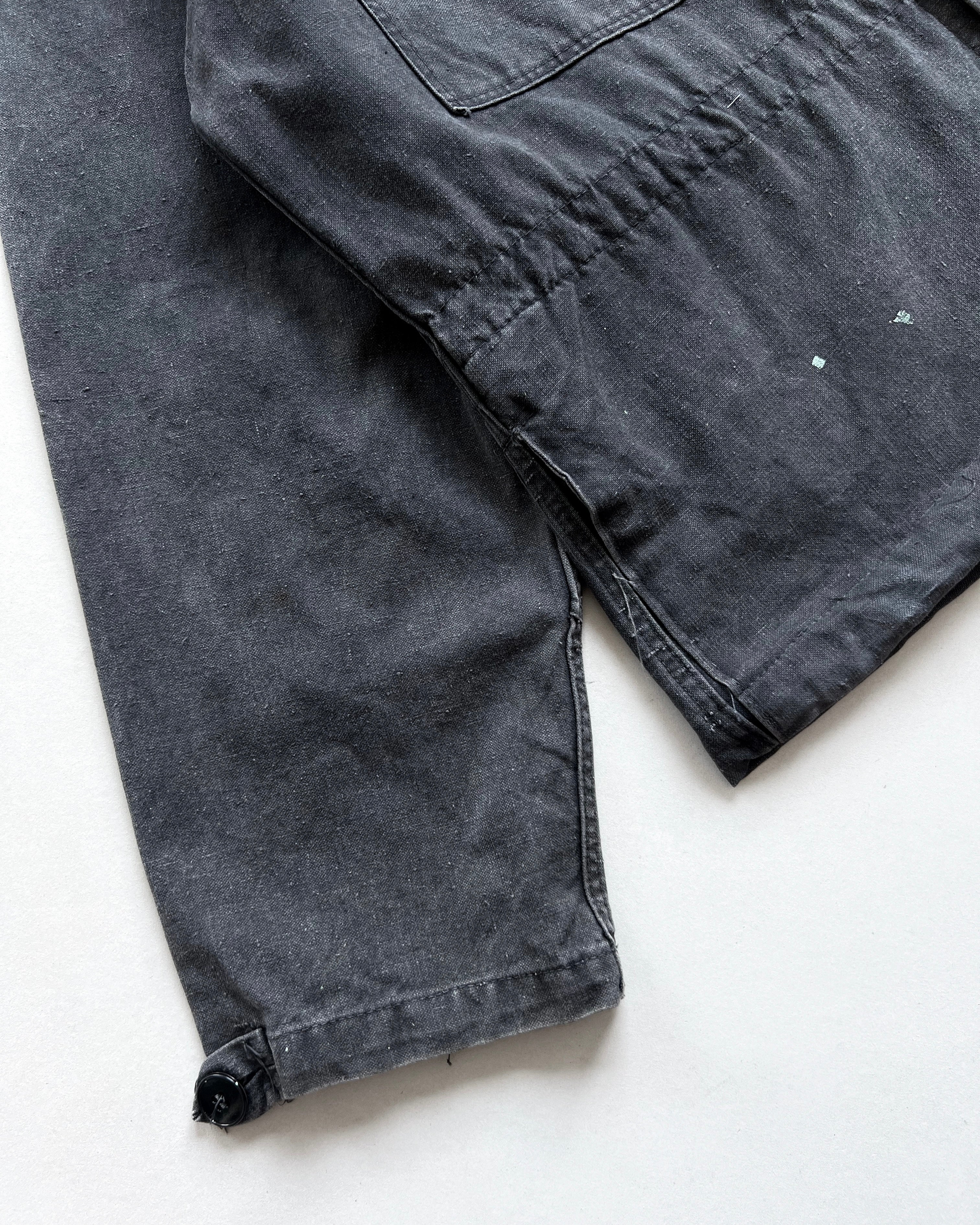 1960S FADED BLACK GERMAN CUSTOM MILITARY JACKET (L)