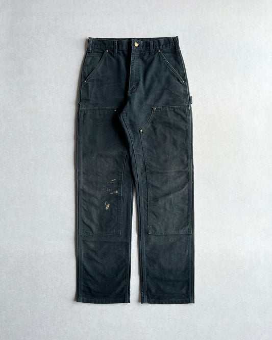 1990S FADED BLACK CARHARTT DOUBLE KNEE PANTS (30X32)