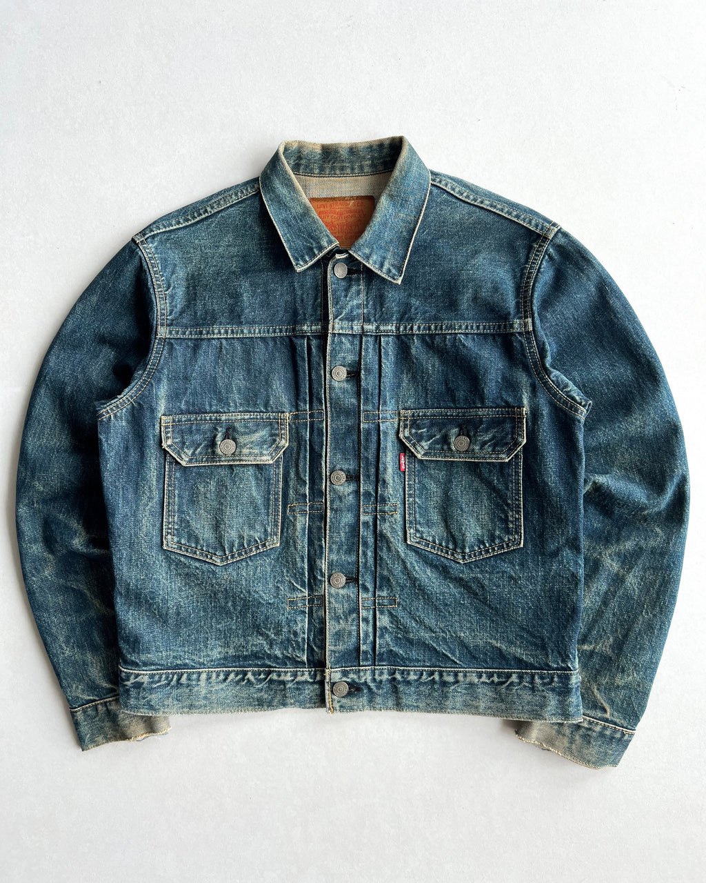 1990S FADED BIG E LEVI'S TYPE II SELVEDGE DENIM JACKET (M/L)