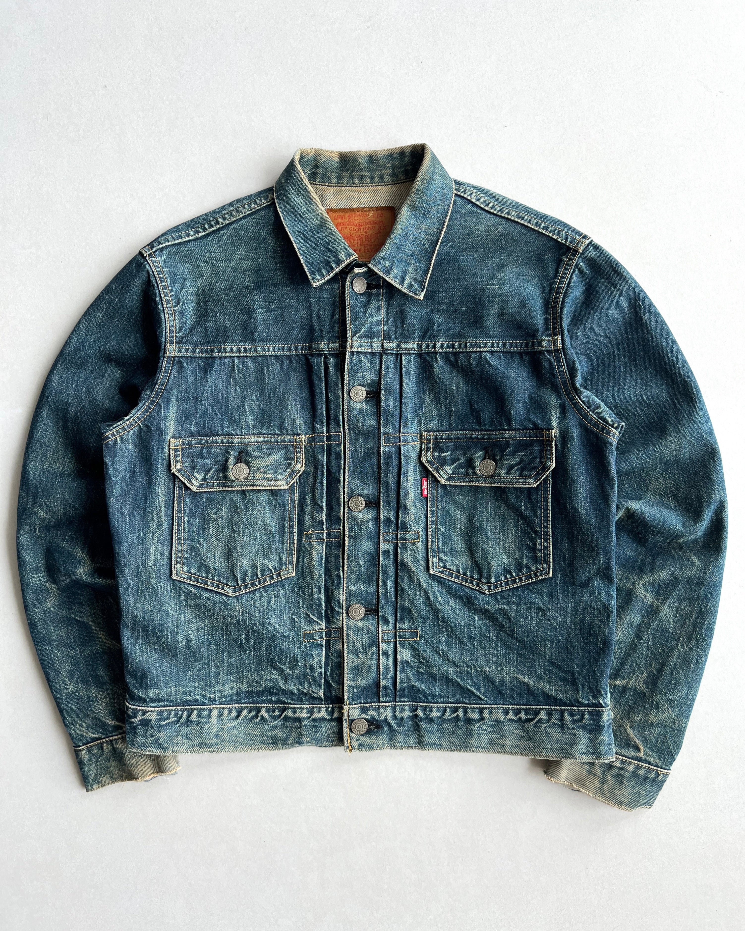 1990S FADED BIG E LEVI'S TYPE II SELVEDGE DENIM JACKET (M/L)