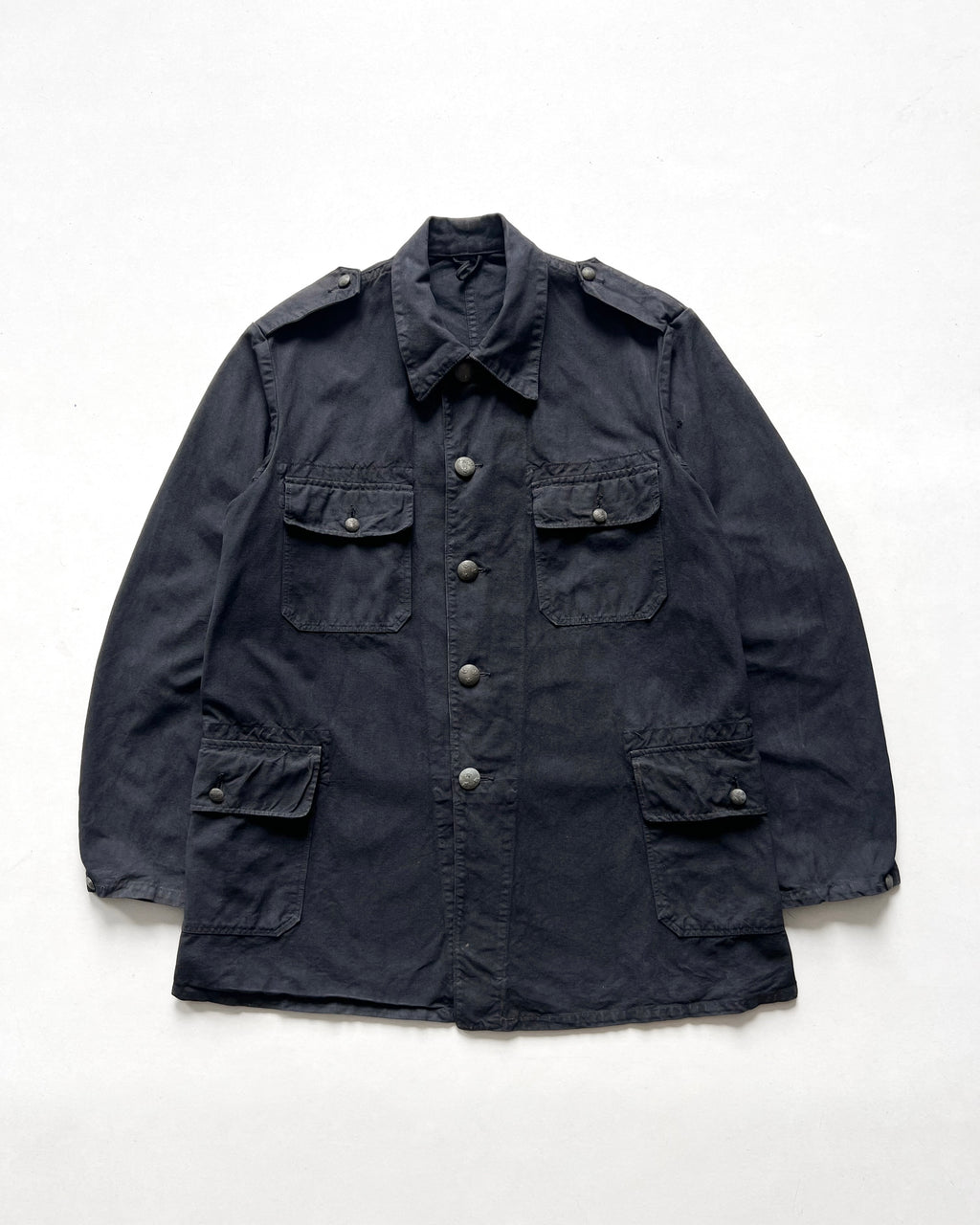 1930S OVERDYED SWEDISH ARMY CHORE JACKET (M)