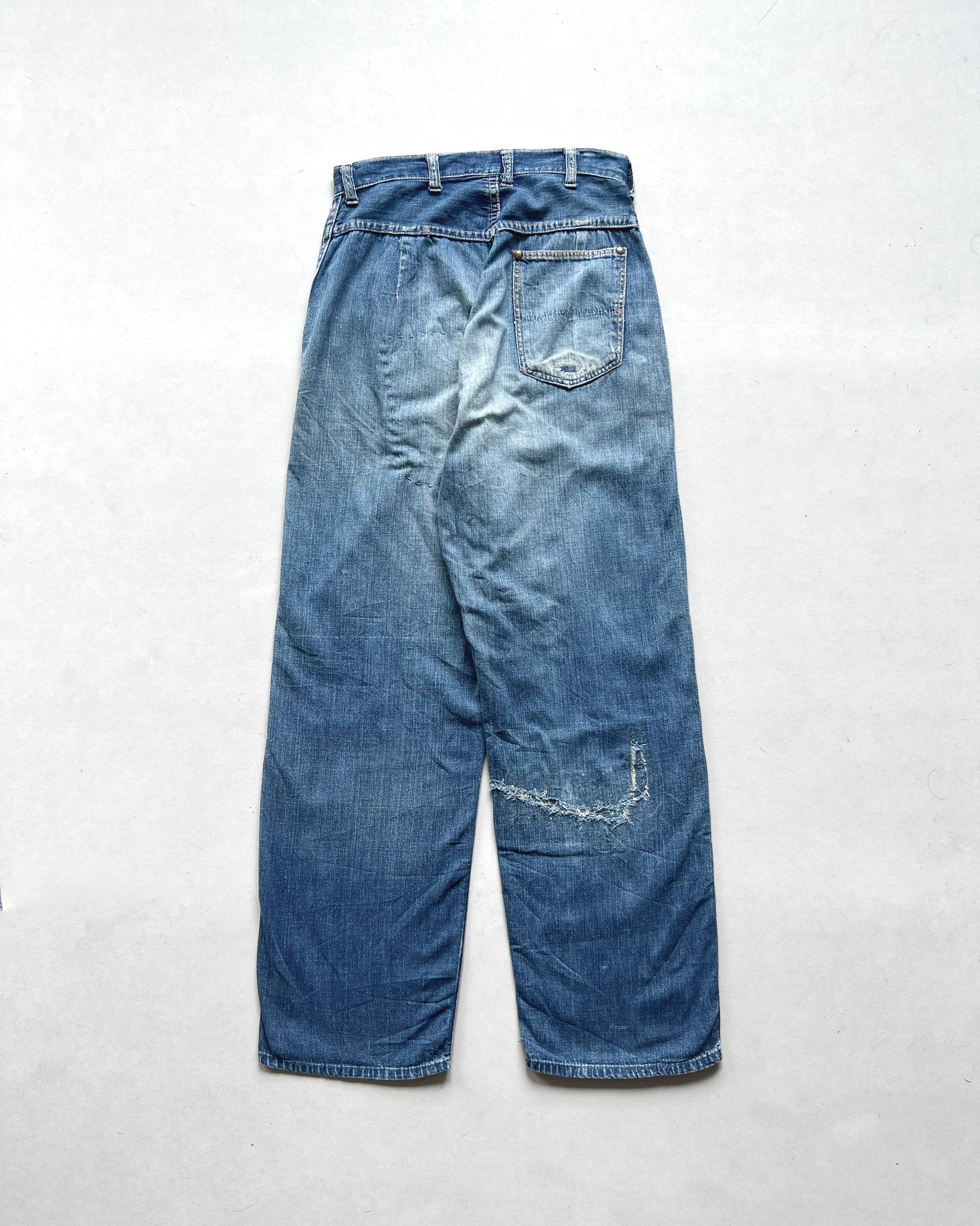 1950S LADIES BLUE BELL SIDE ZIP JEANS (26-28)