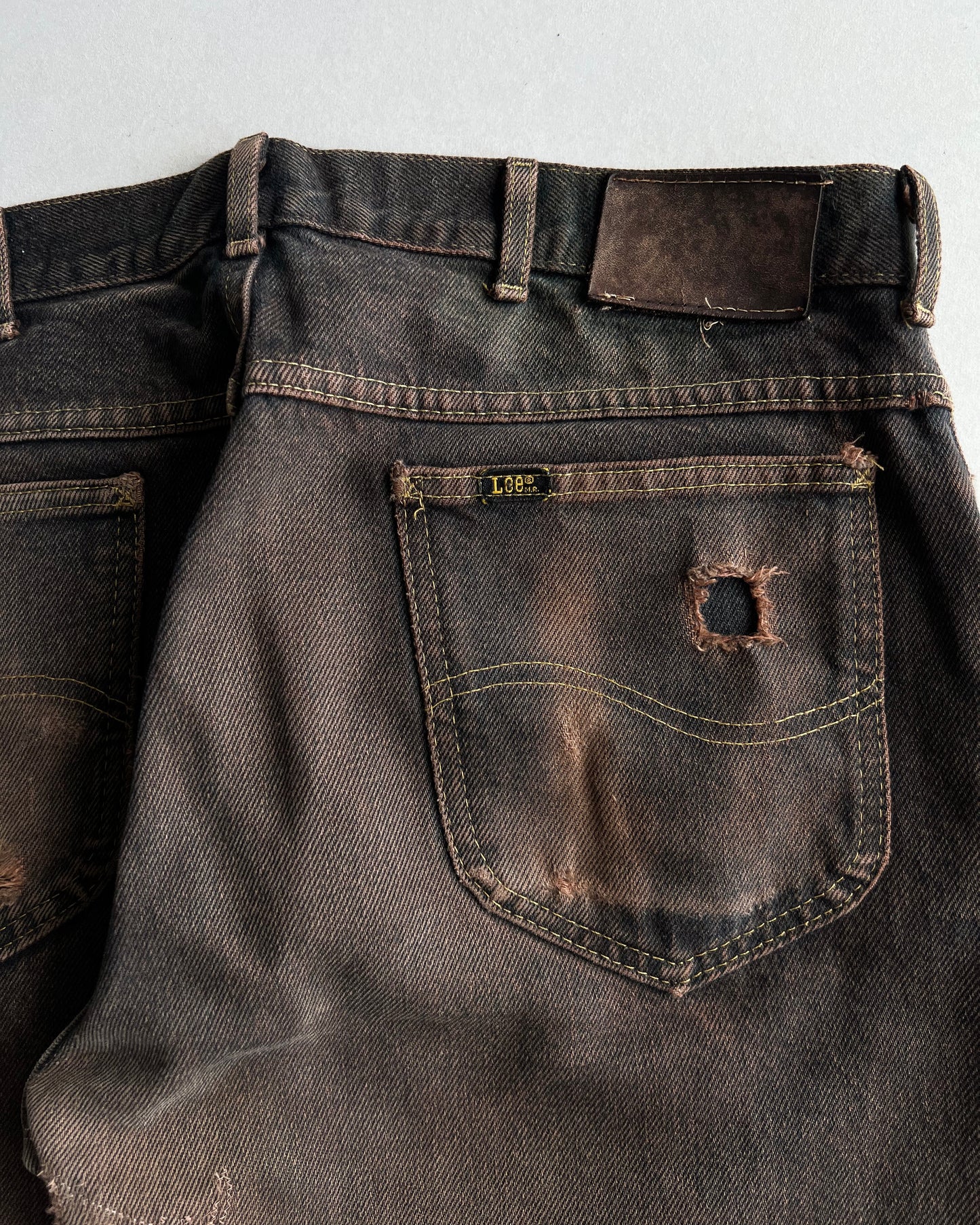 1980S FADED COPPER BROWN LEE JEANS (36X30)