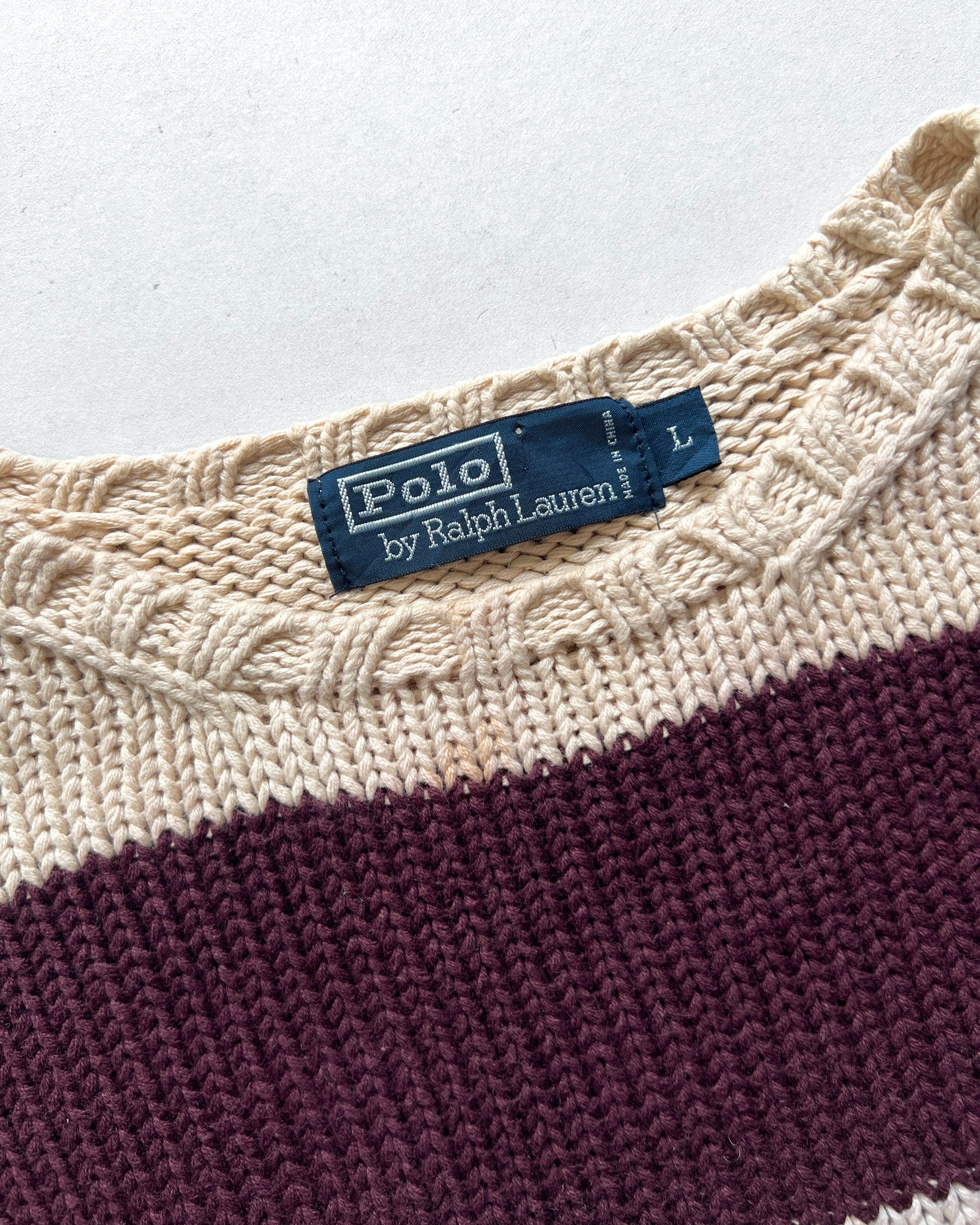 1990S RALPH LAUREN STRIPES KNITTED SWEATER (L)