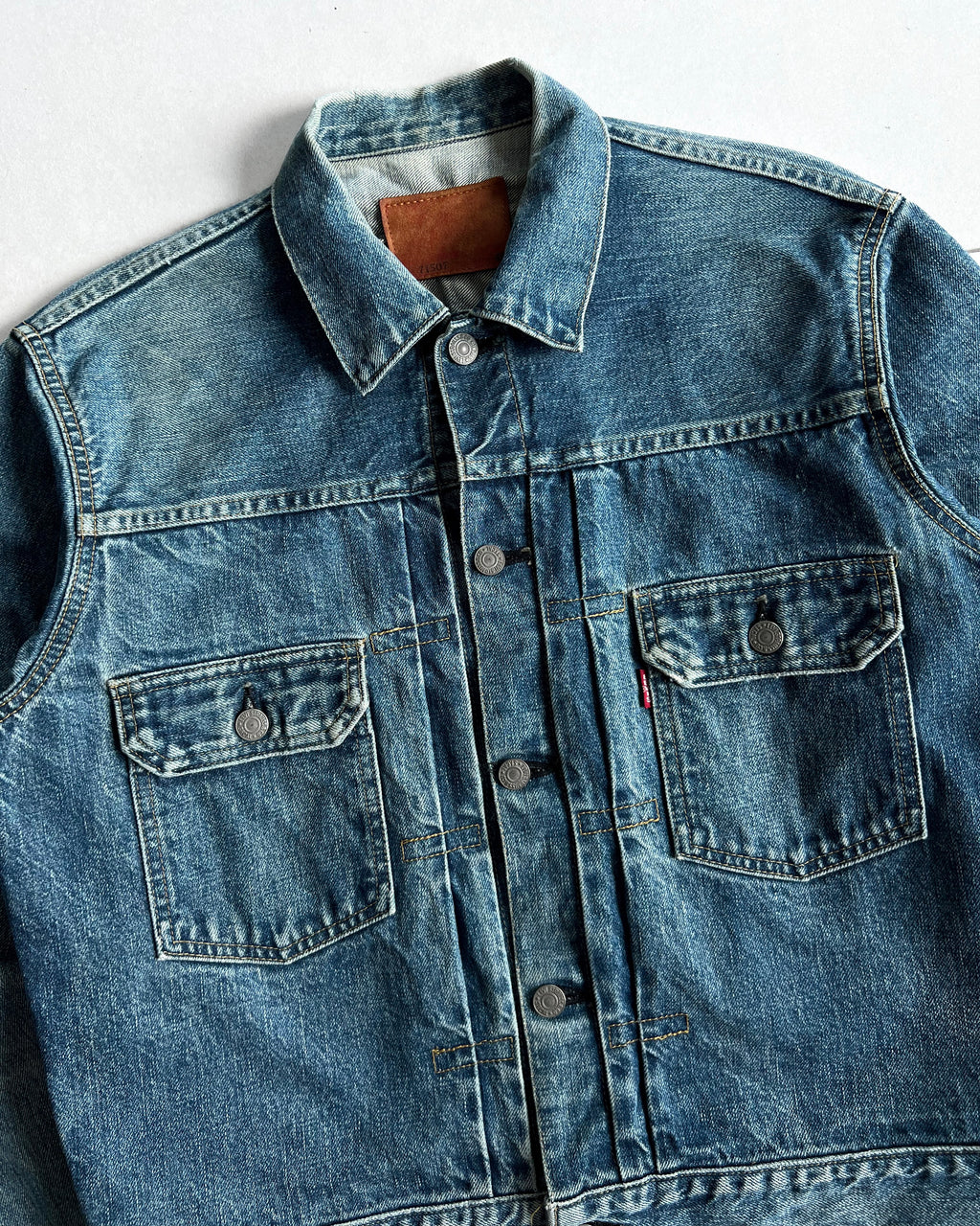 1990S FADED LEVI'S BIG E TYPE II SELVEDGE DENIM JACKET (M/L)