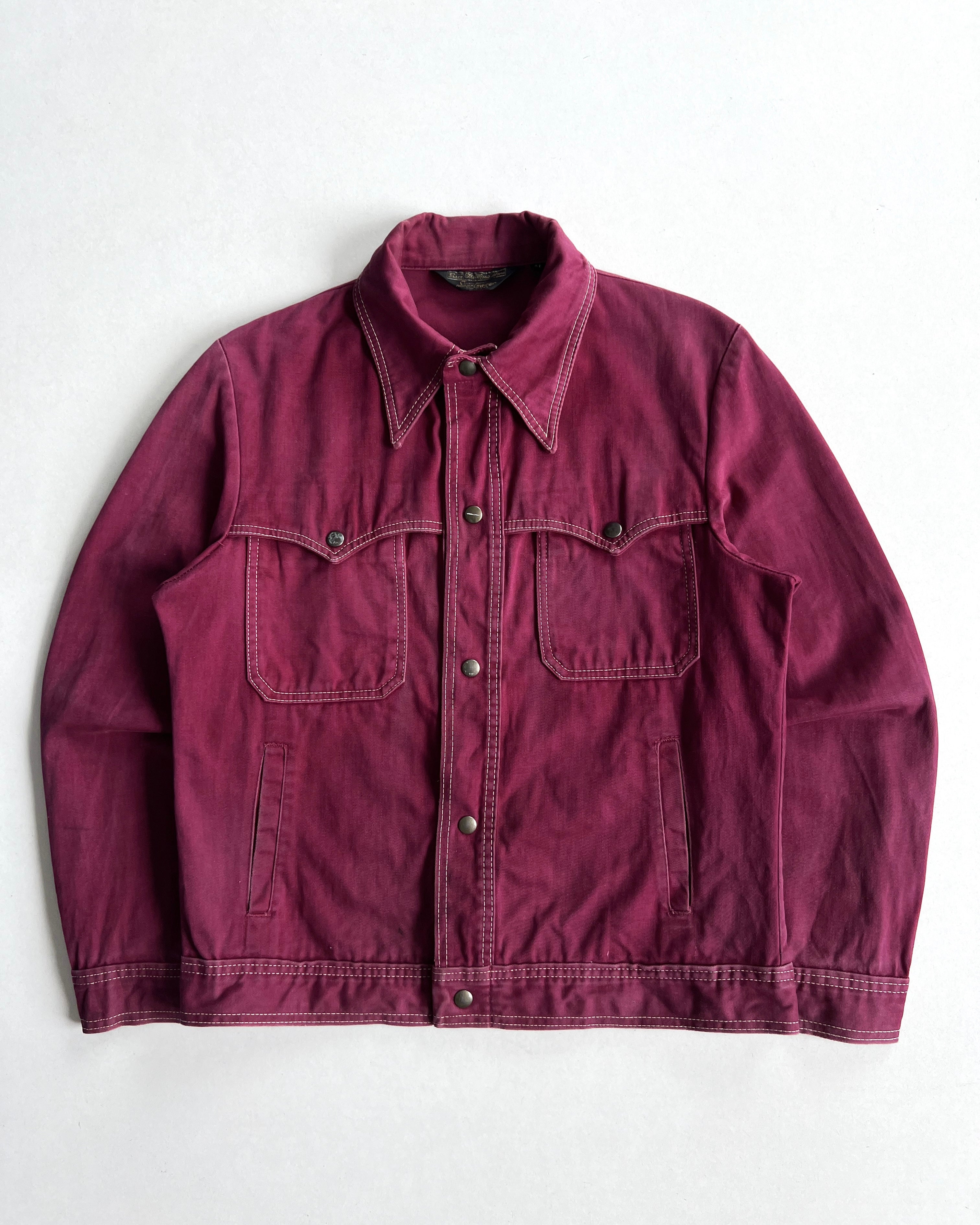 1970S SEARS BURGYNDY MOLESKIN TRUCKER JACKET (M)