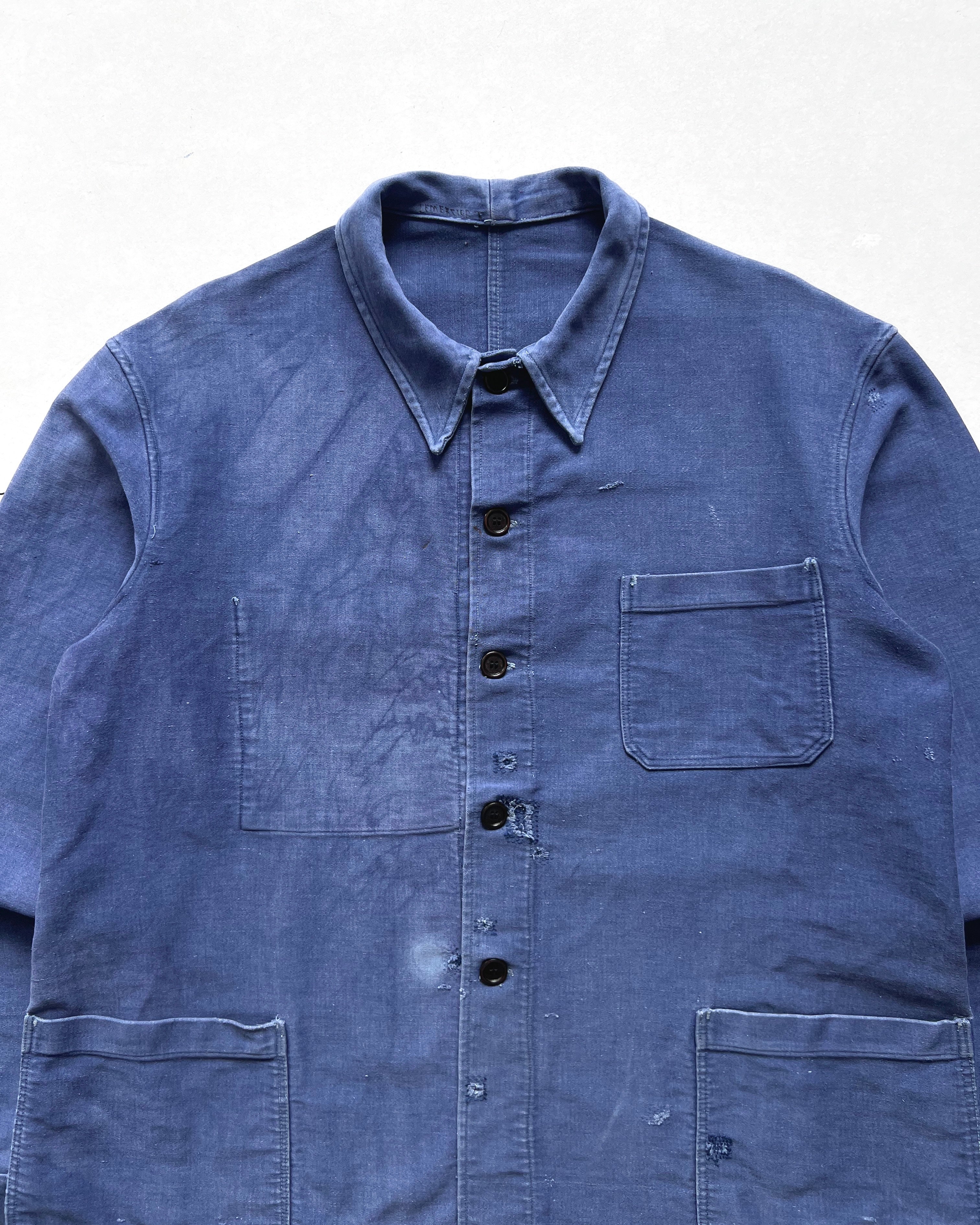 1950S FRENCH INDIGO MOLESKIN WORK JACKET (L)