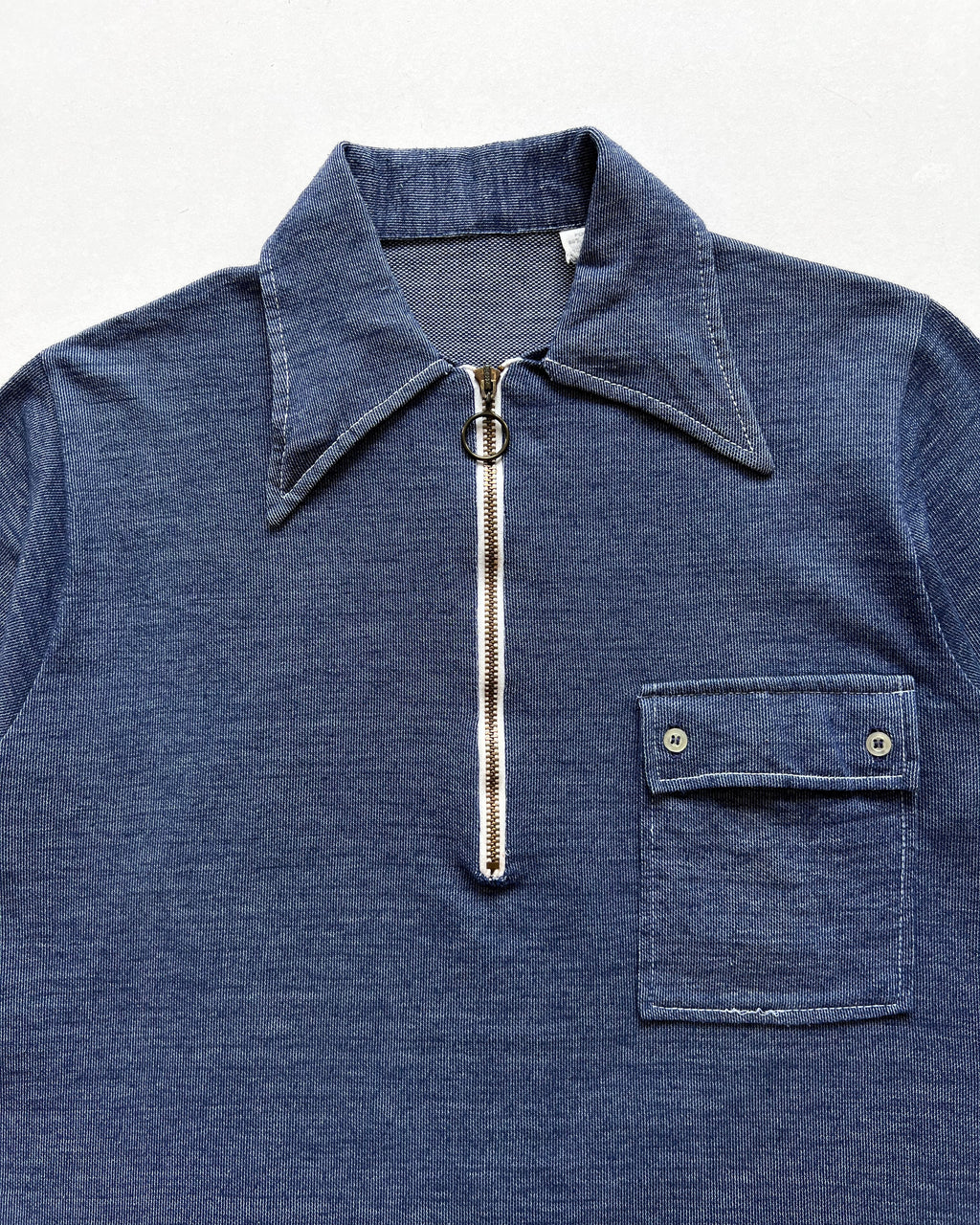 1960S HIPPIE POINT COLLAR QUARTER-ZIP SHIRT (M)