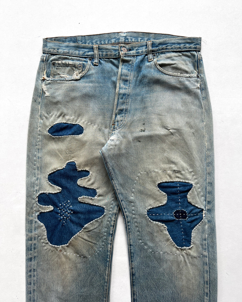 1970S LEVI'S REDLINE SELVEDGE REPAIRED JEANS (36)
