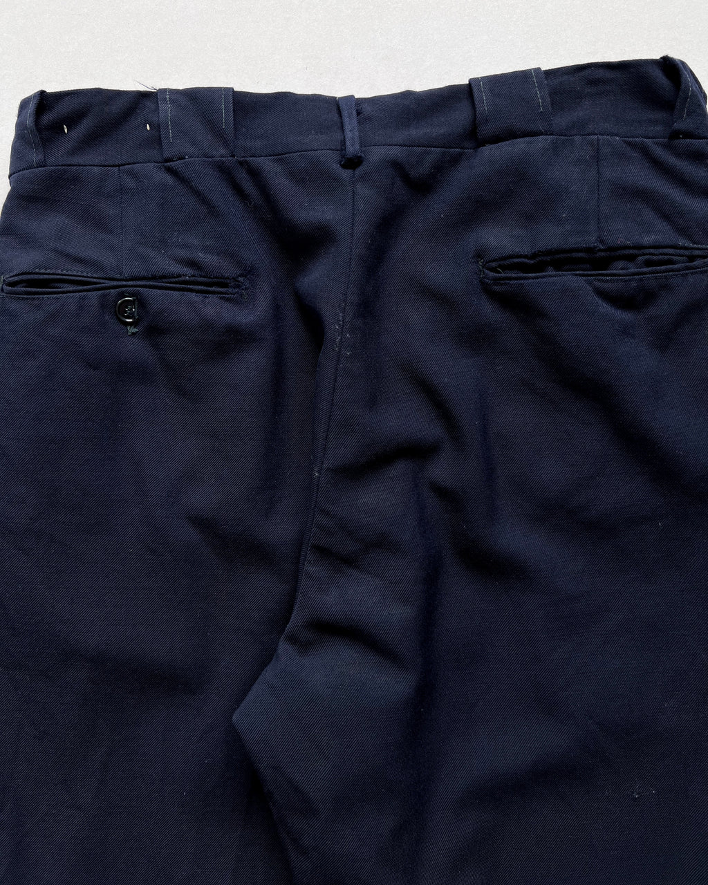 1970S DARK NAVY GABARDINE GENTLEMAN TROUSERS (32)