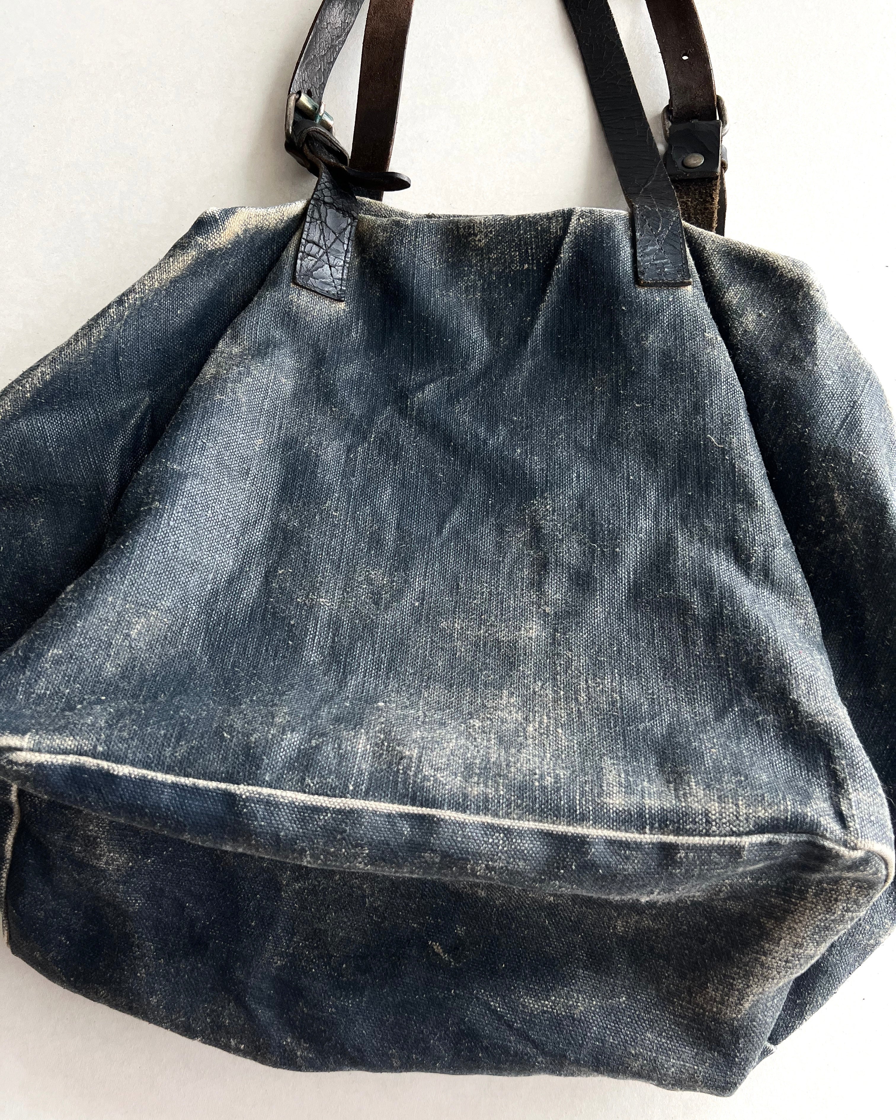 SAISEI VINTAGE REMAKE LEATHER/LINEN BAG (OS)