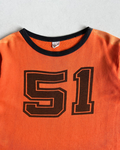 1970S SUN FADED SPORTSWEAR '51' RINGER TEE (M)