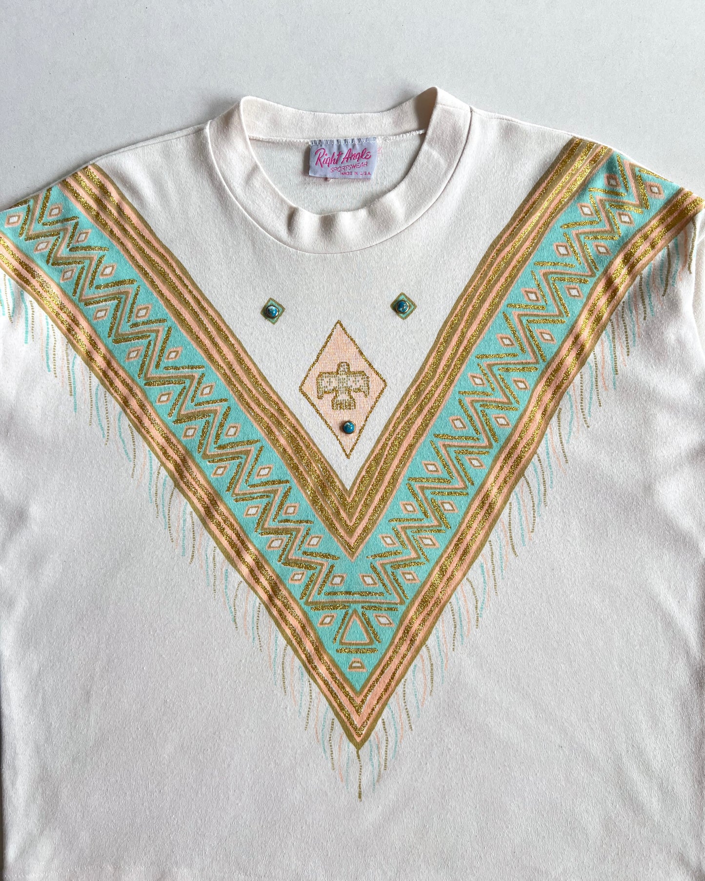 1980S INDIAN NAVAJO SINGLE STITCH TEE (L)