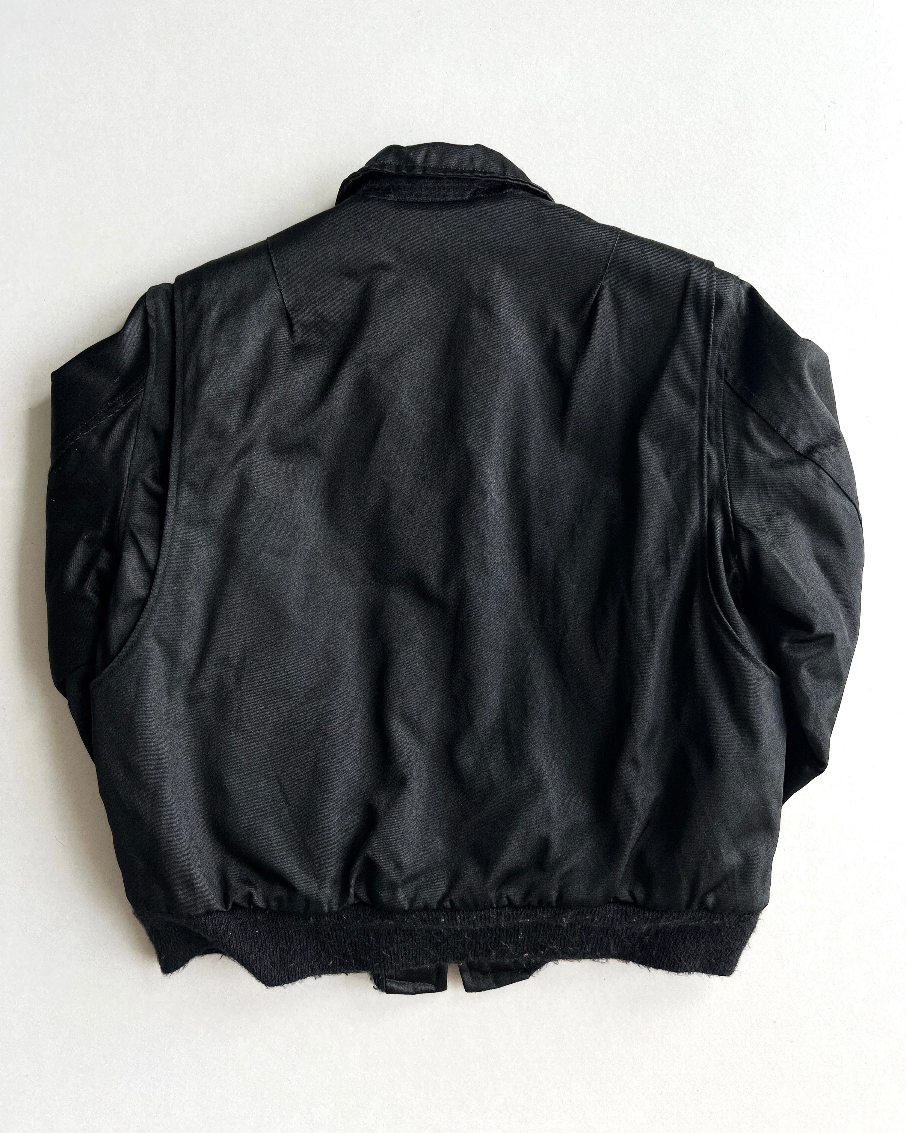 1980S BLACK COATED CWU-55/P BOMBER JACKET (M)