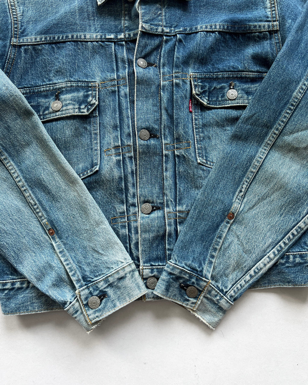 1990S FADED LEVIS TYPE II SELVEDGE DENIM JACKET (M)