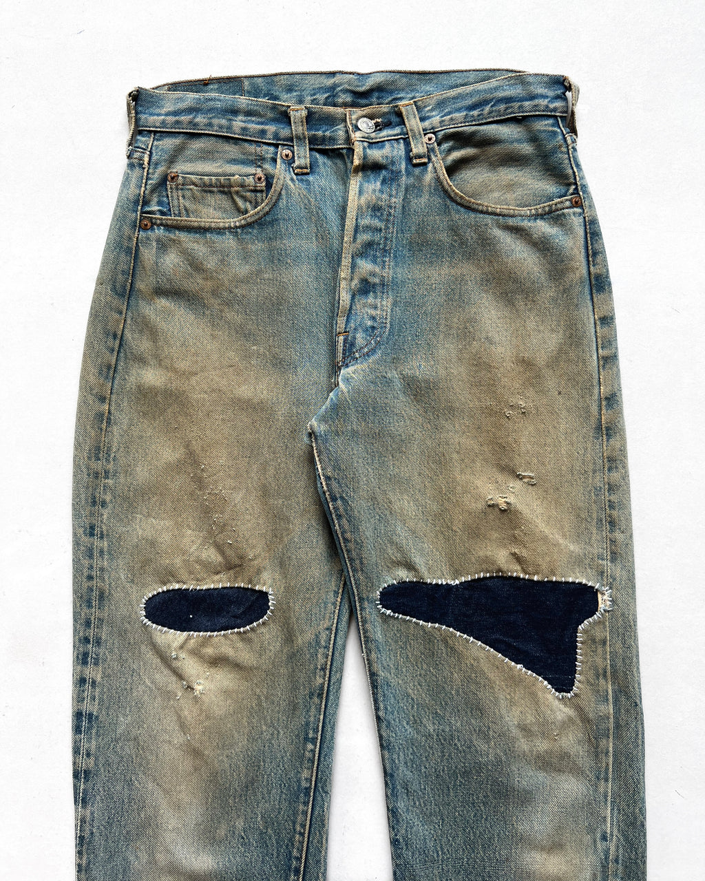 1980S LEVI'S 501 REDLINE SELVEDGE REPAIRED JEANS (31)
