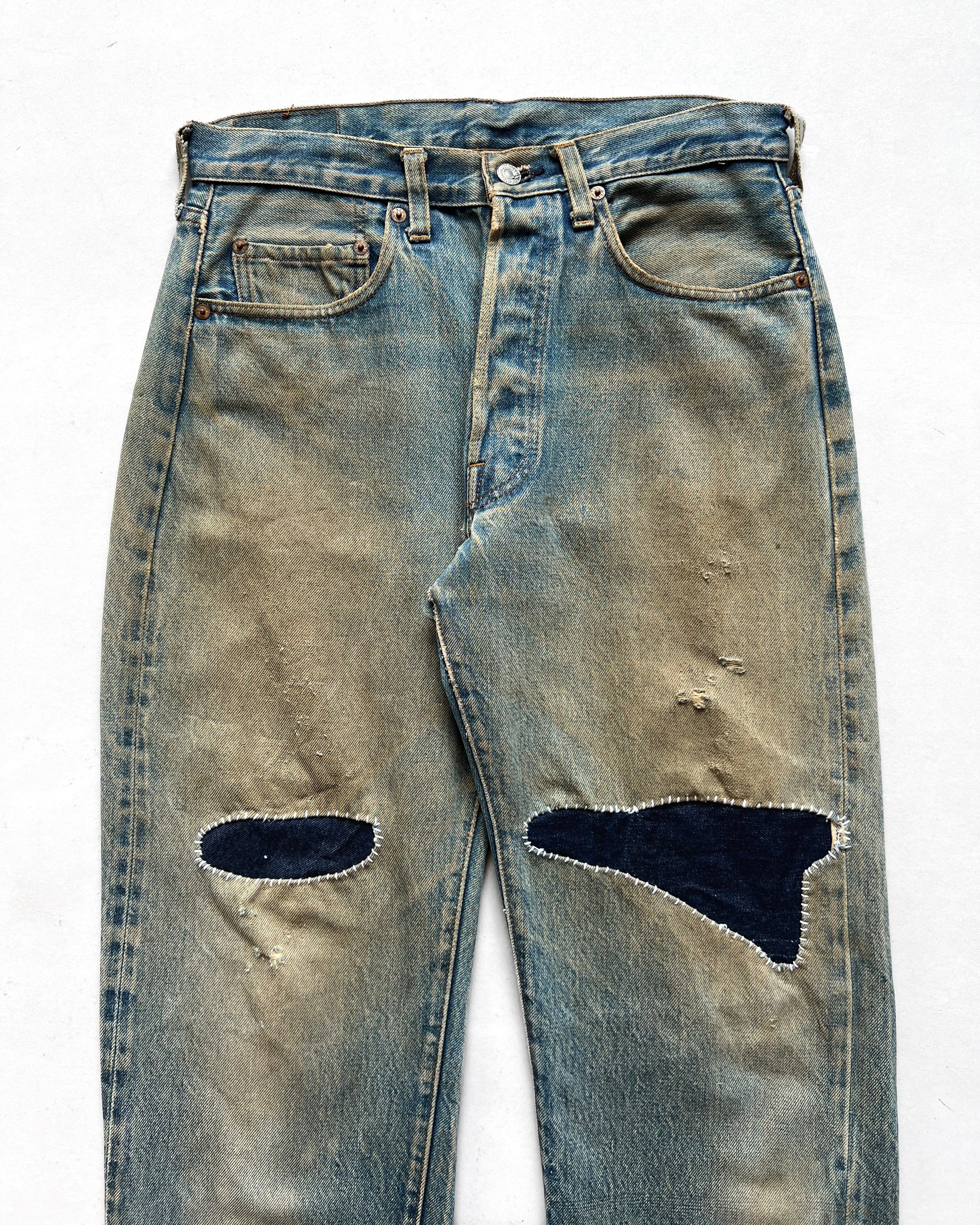 1980S LEVI'S 501 REDLINE SELVEDGE REPAIRED JEANS (31)