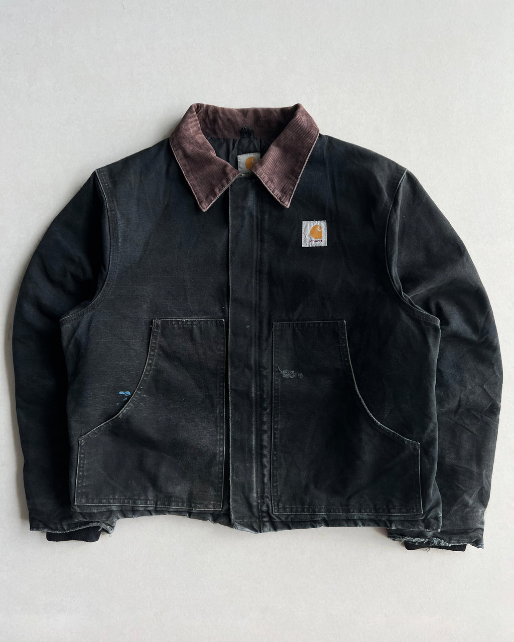 1990S FADED BLACK CARHARTT ARCTIC WORK JACKET (L)