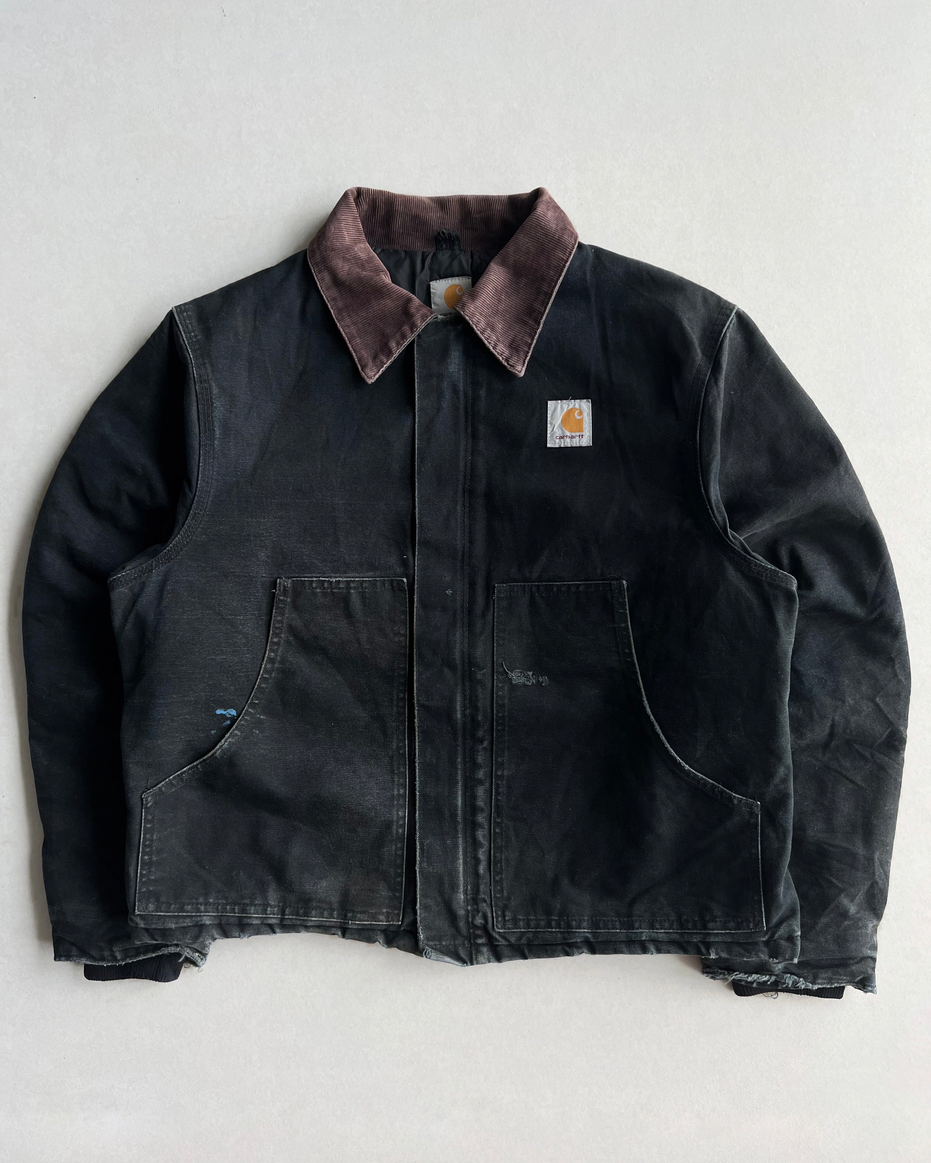 1990S FADED BLACK CARHARTT ARCTIC WORK JACKET (L)