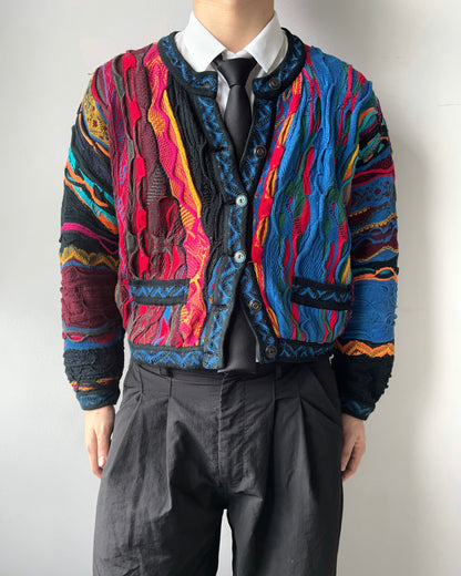 1990S MULTICOLOUR COOGI KNIT CARDIGAN (M)