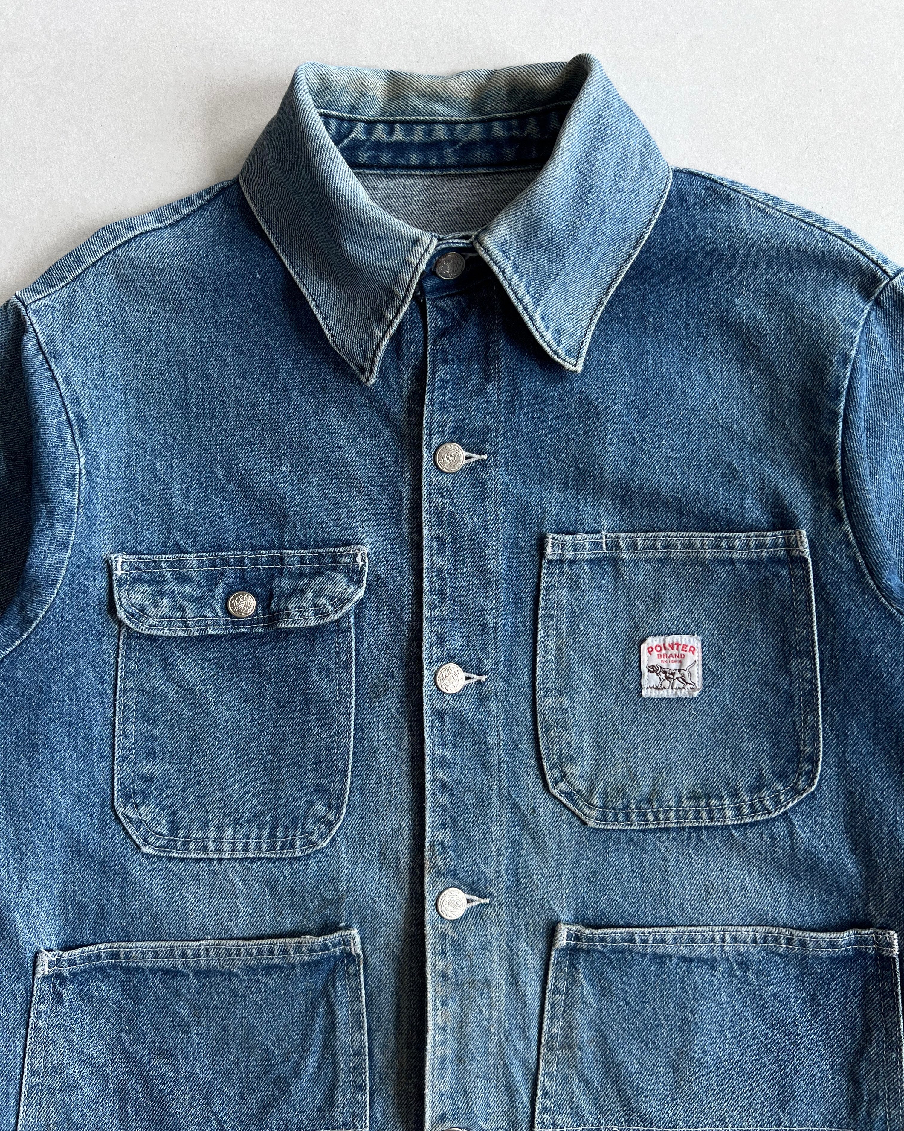 1970S FADED WASHED POINTER DENIM CHORE (M)