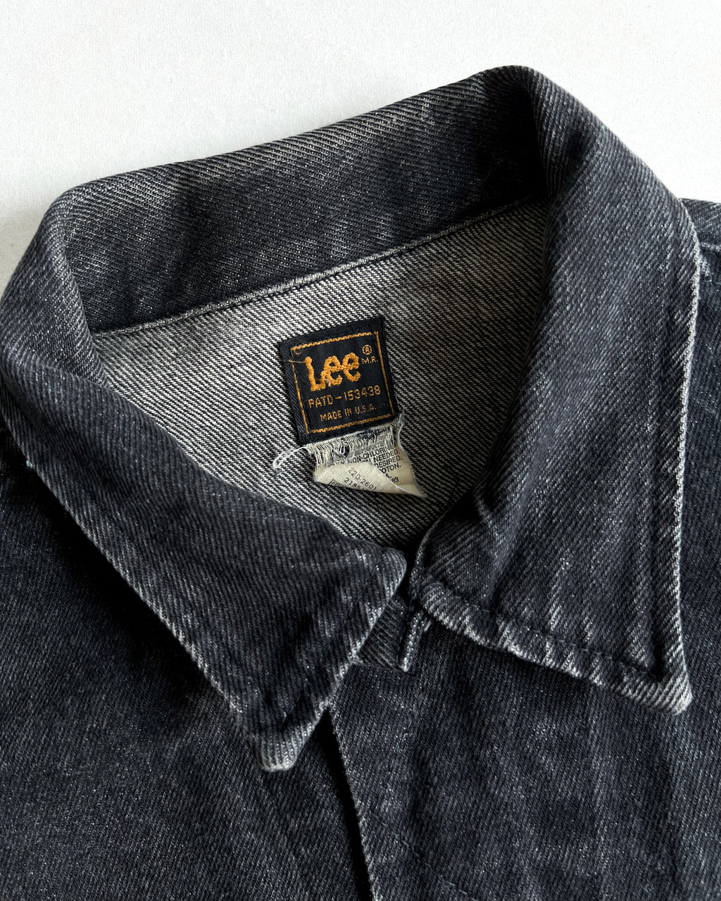 1970S FADED BLACK LEE DENIM RIDER JACKET (L)