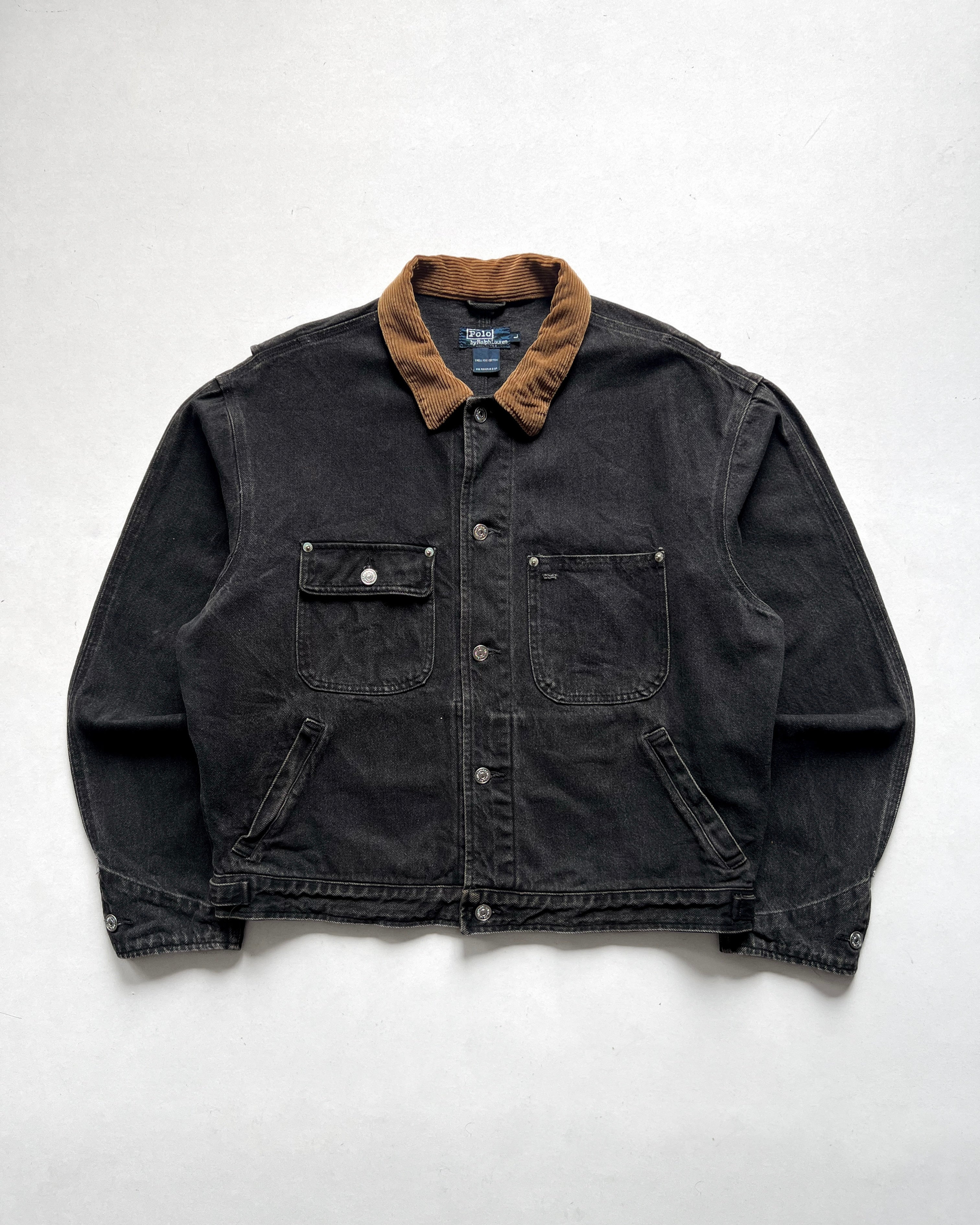 1990S BLACK POLO RALPH LAUREN DENIM JACKET (L)