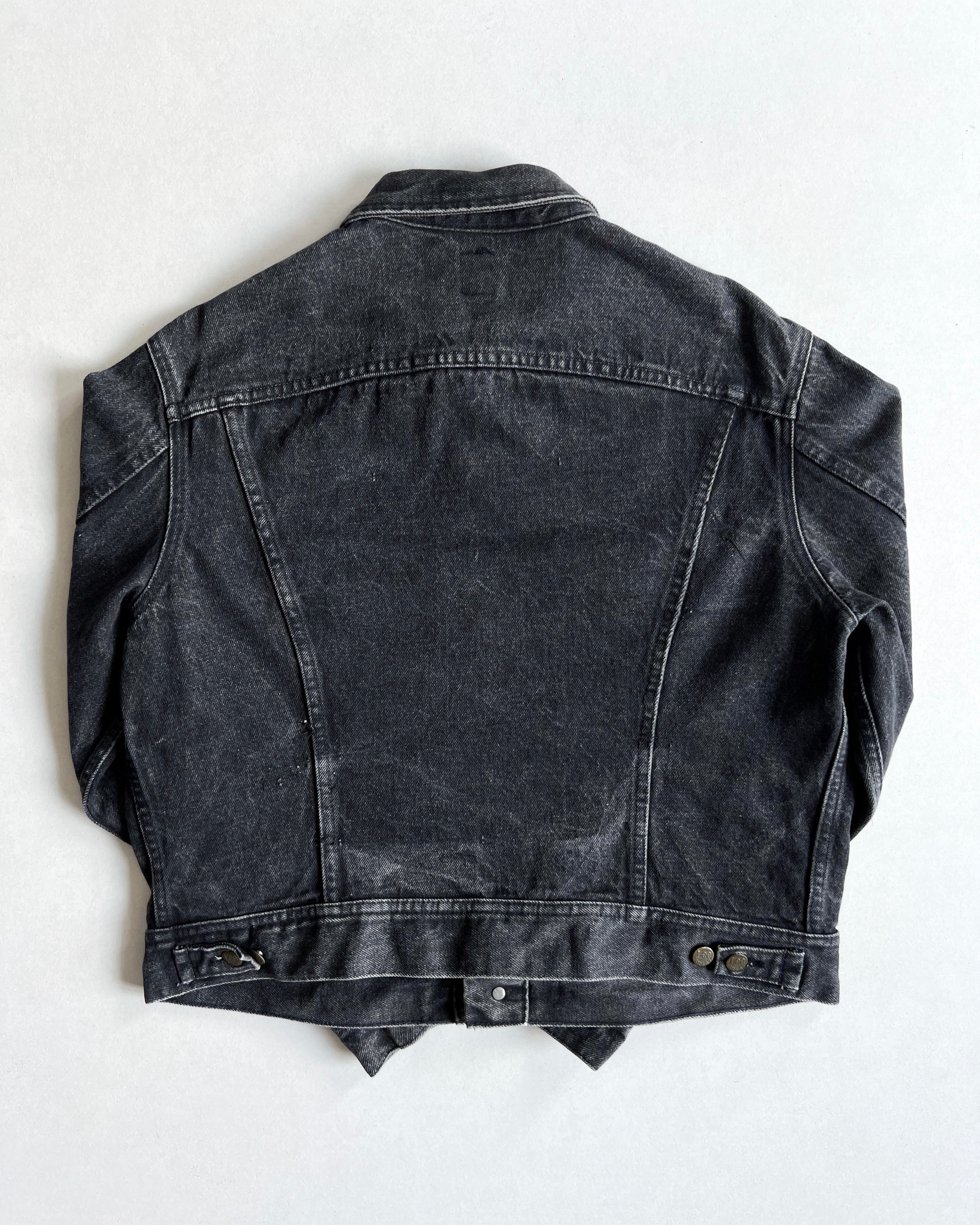 1970S FADED BLACK LEE DENIM RIDER JACKET (L)