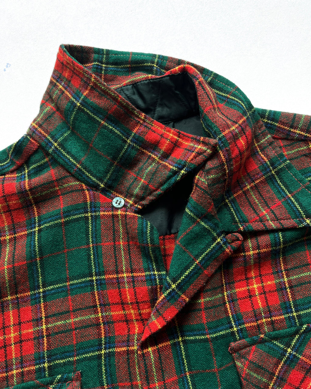 1970S JC PENNEY PLAID WOOL LOOP COLLAR SHIRT (L)