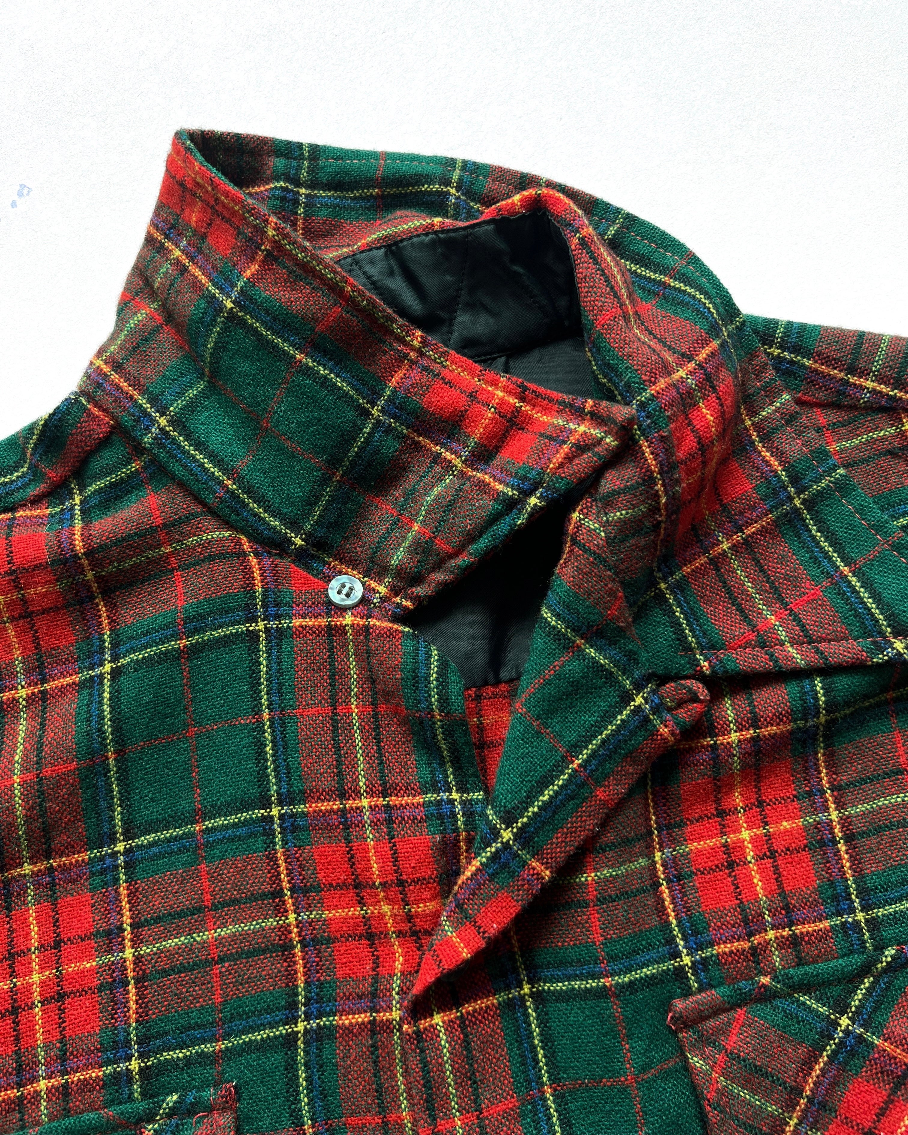 1970S JC PENNEY PLAID WOOL LOOP COLLAR SHIRT (L)
