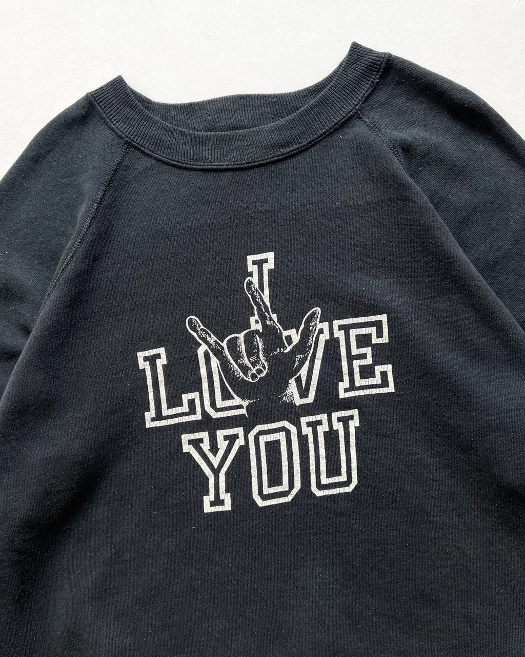 1980S 'I LOVE/ROCK YOU' RAGLAN SWEATSHIRT (L)