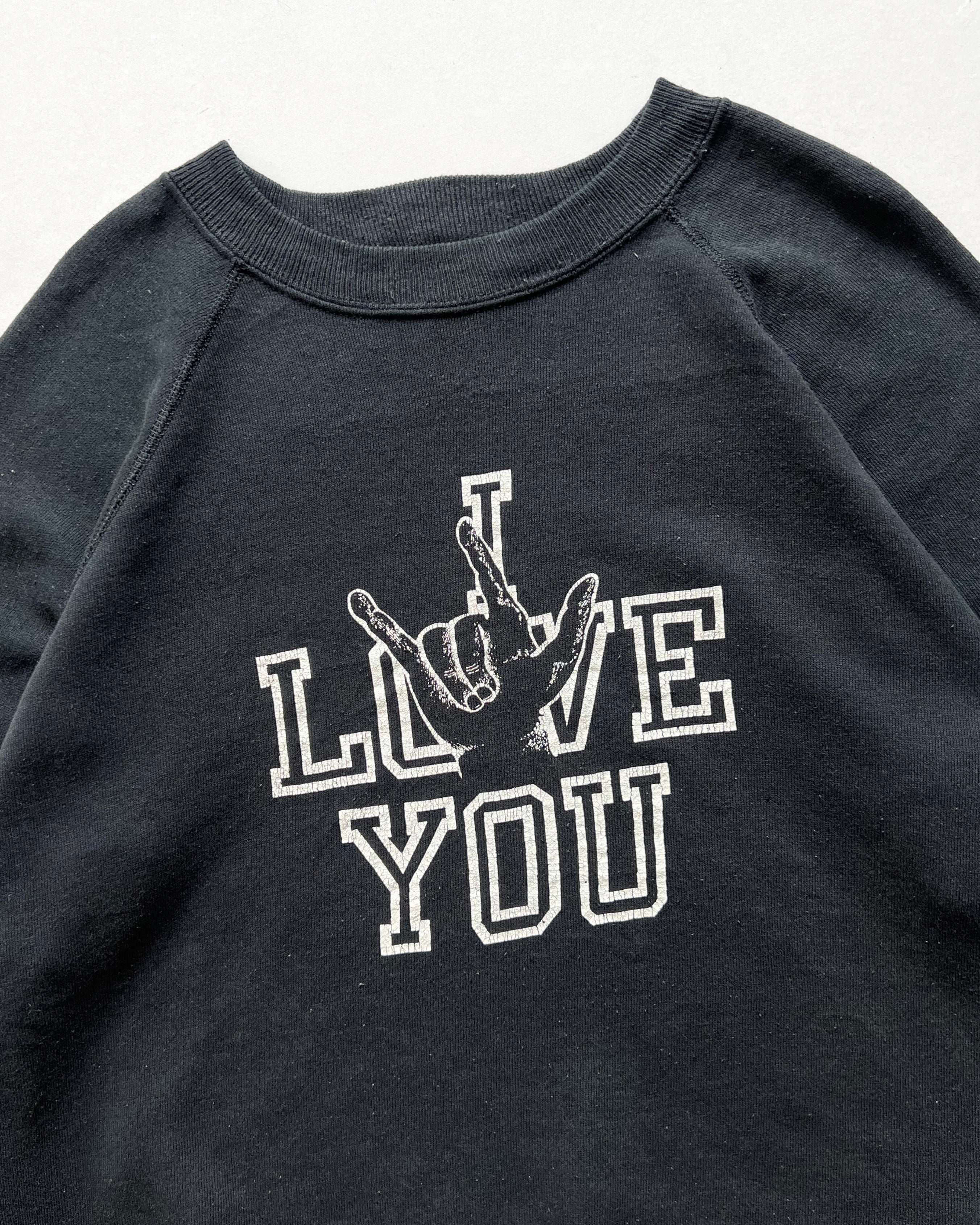 1980S 'I LOVE/ROCK YOU' RAGLAN SWEATSHIRT (L)