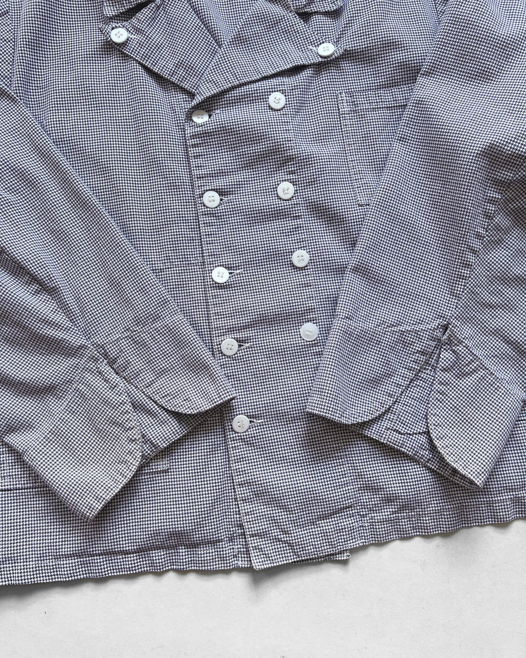 1960S FRENCH HOUNDSTOOTH DOUBLE BREASTED WORK JACKET (XL)
