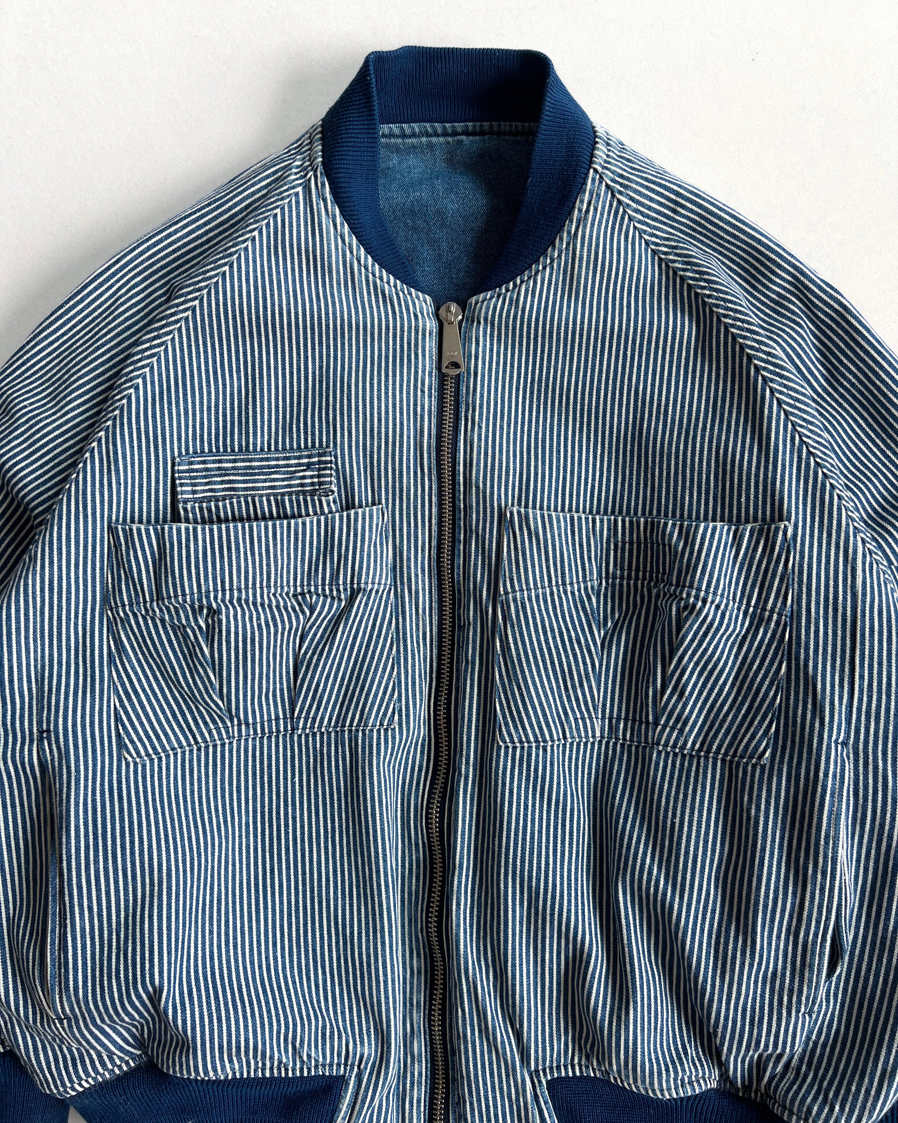 1980S LIPSTAR REVERSIBLE DENIM/HICKORY CARGO JACKET (L)