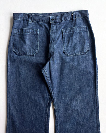 1980S NAVDUNGAREE US NAVY SAILOR DENIM BOOTCUT PANTS (34)