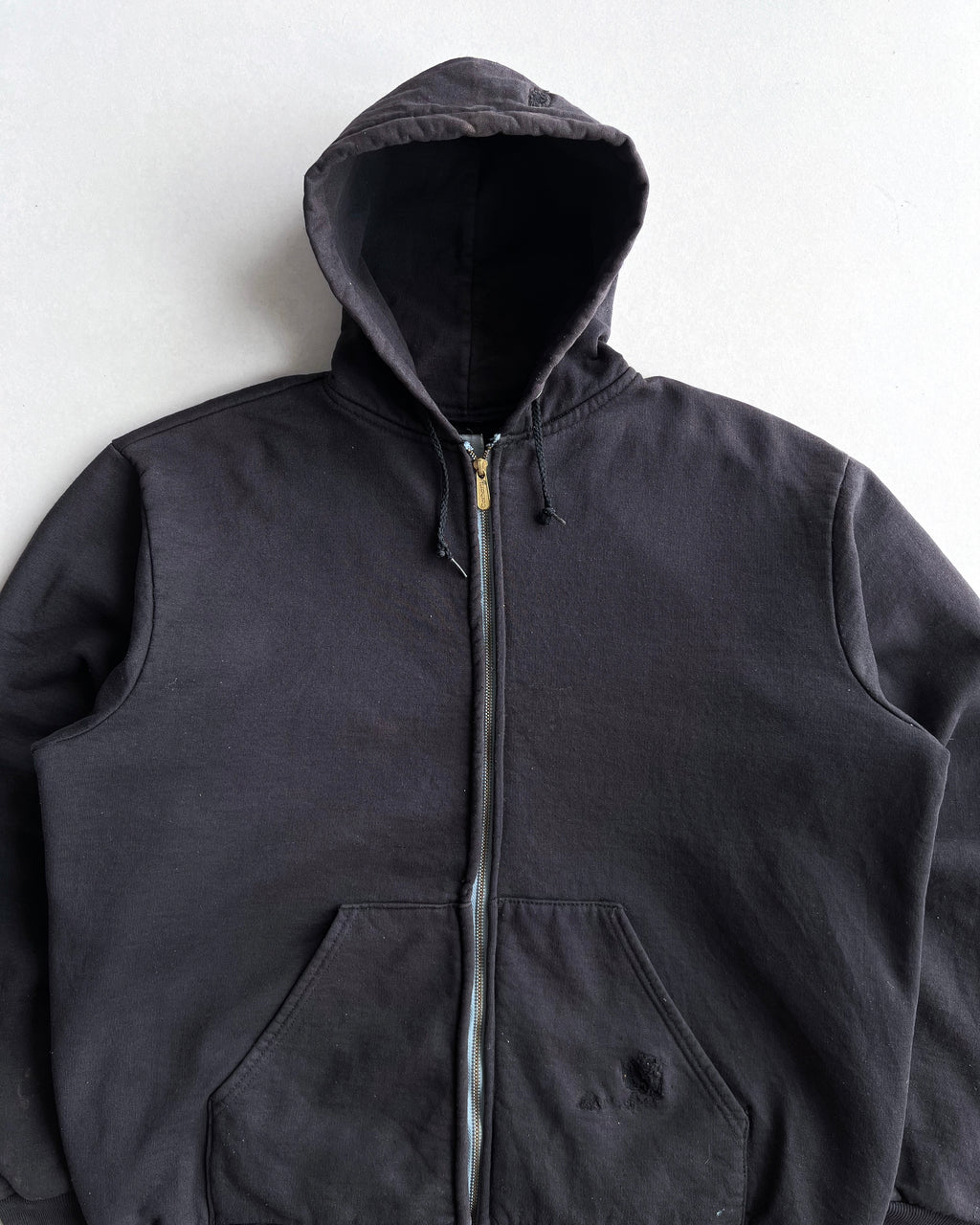 1990S FADED BLACK CARHARTT HEAVYWEIGHT ZIP-UP HOODIE (L/XL)