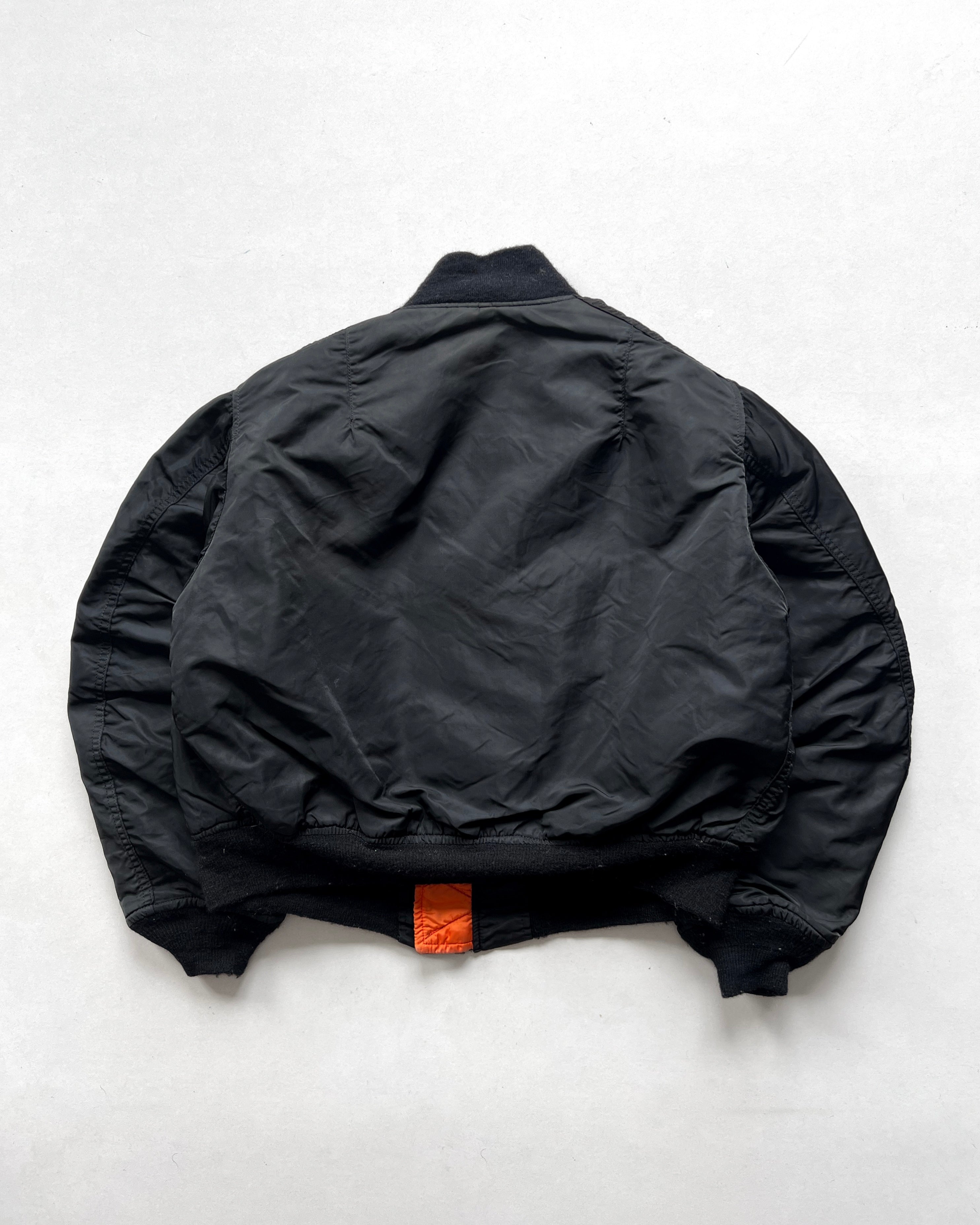 1980S BLACK ALPHA INDUSTRIES MA-1 FLIGHT JACKET (L) – exaghules