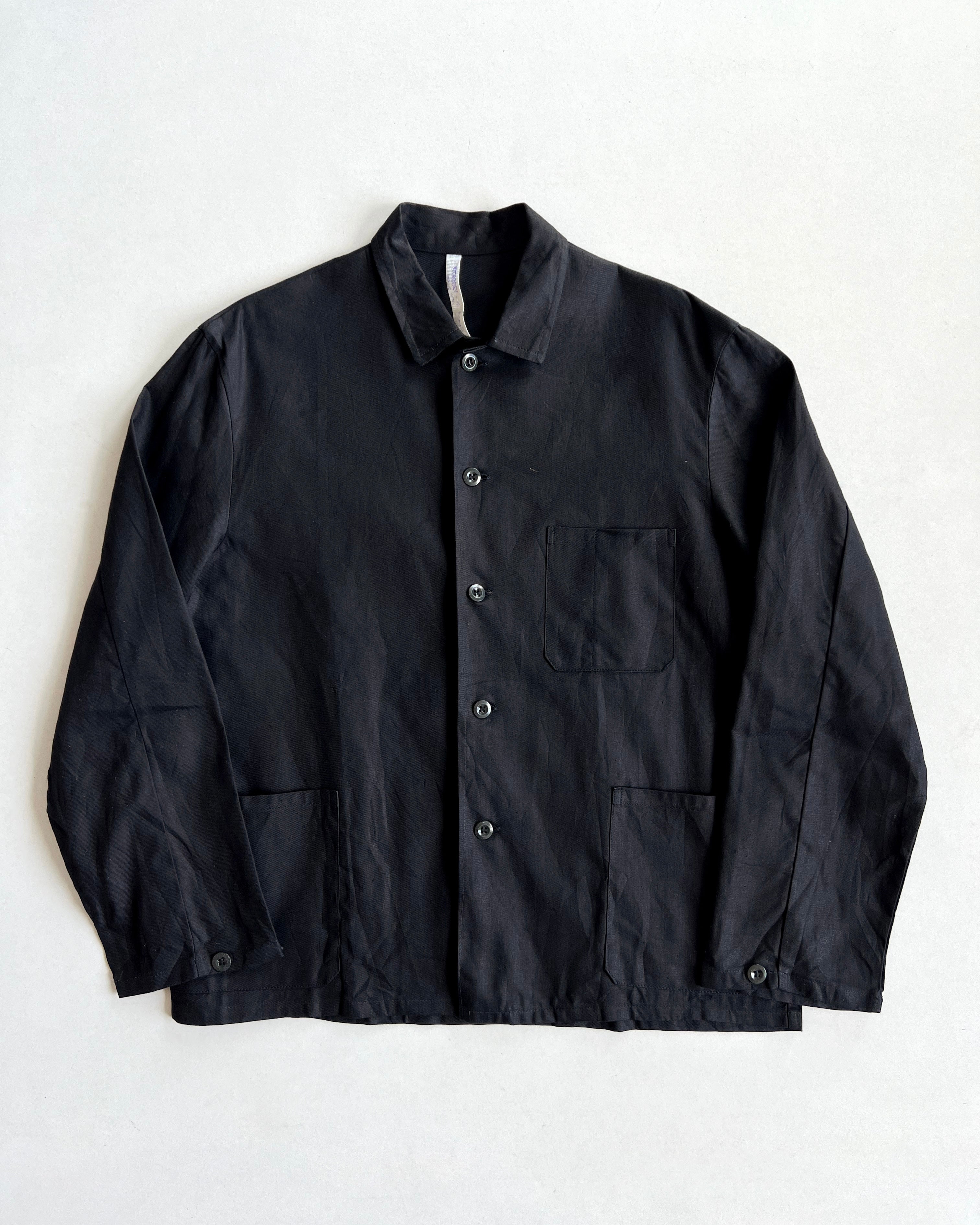 1960S DEADSTOCK BLACK EUROPE BLACK CHORE JACKET (L)