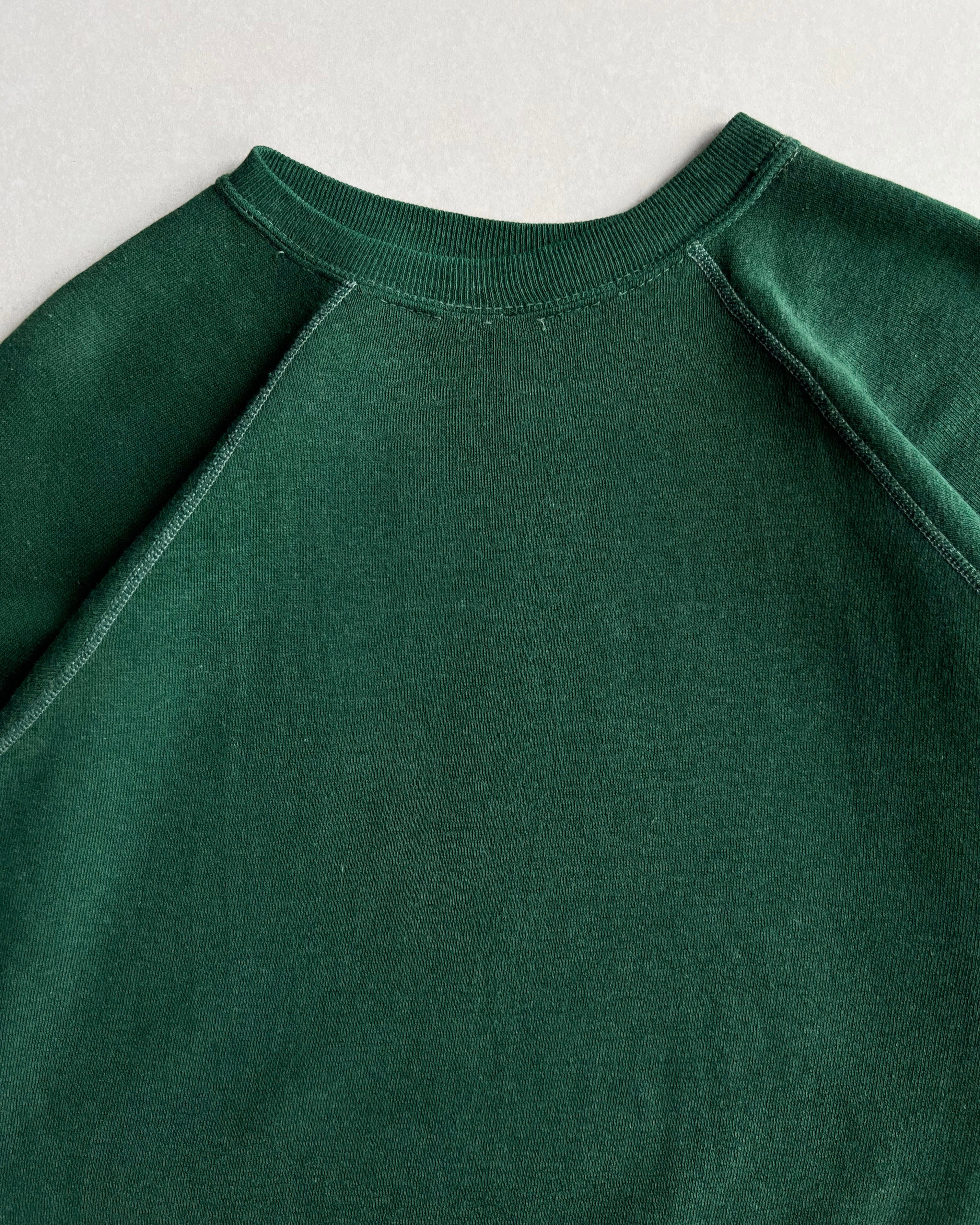1970S GREEN RAGLAN SHORTSLEEVES SWEATSHIRT (L)