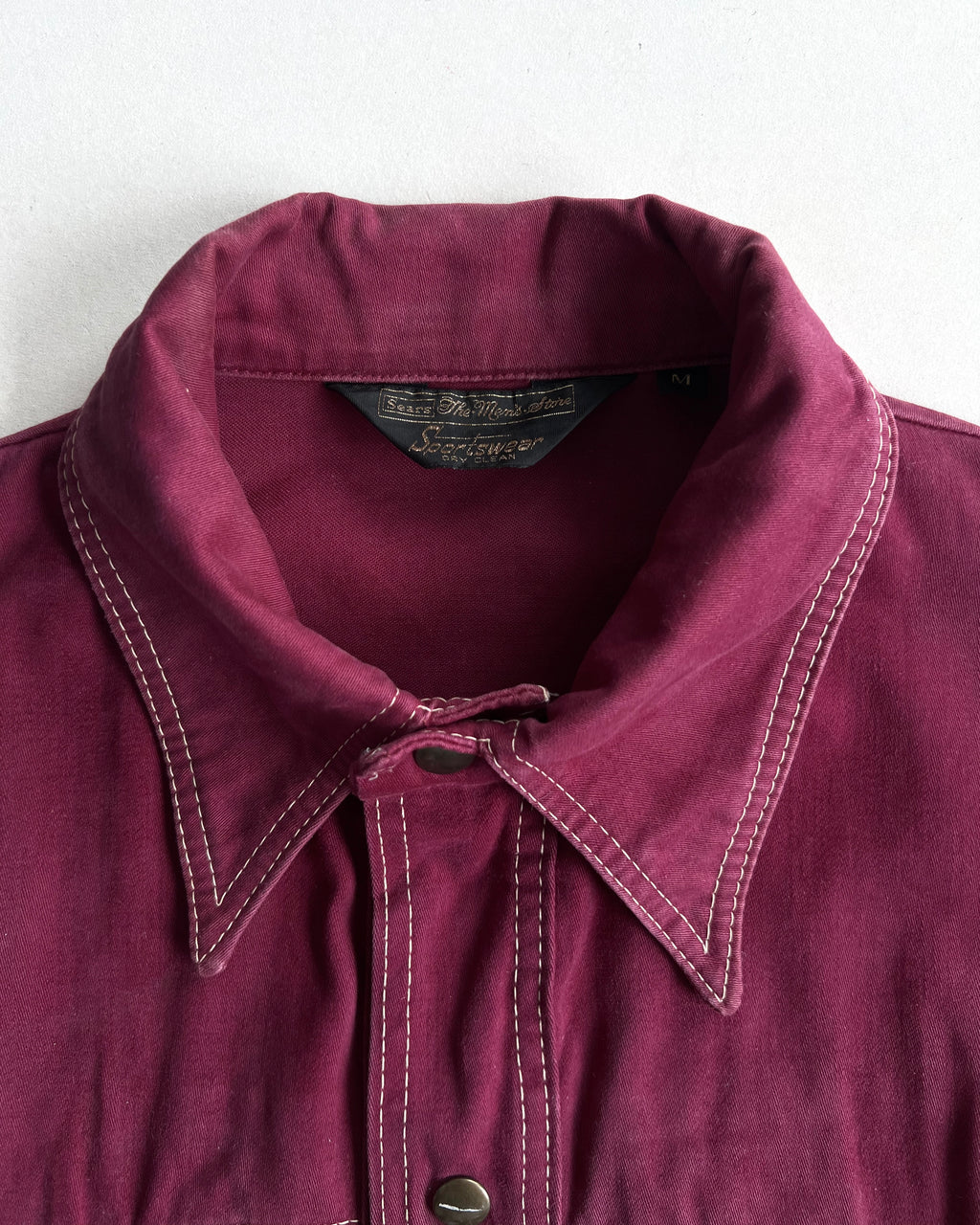 1970S SEARS BURGYNDY MOLESKIN TRUCKER JACKET (M)