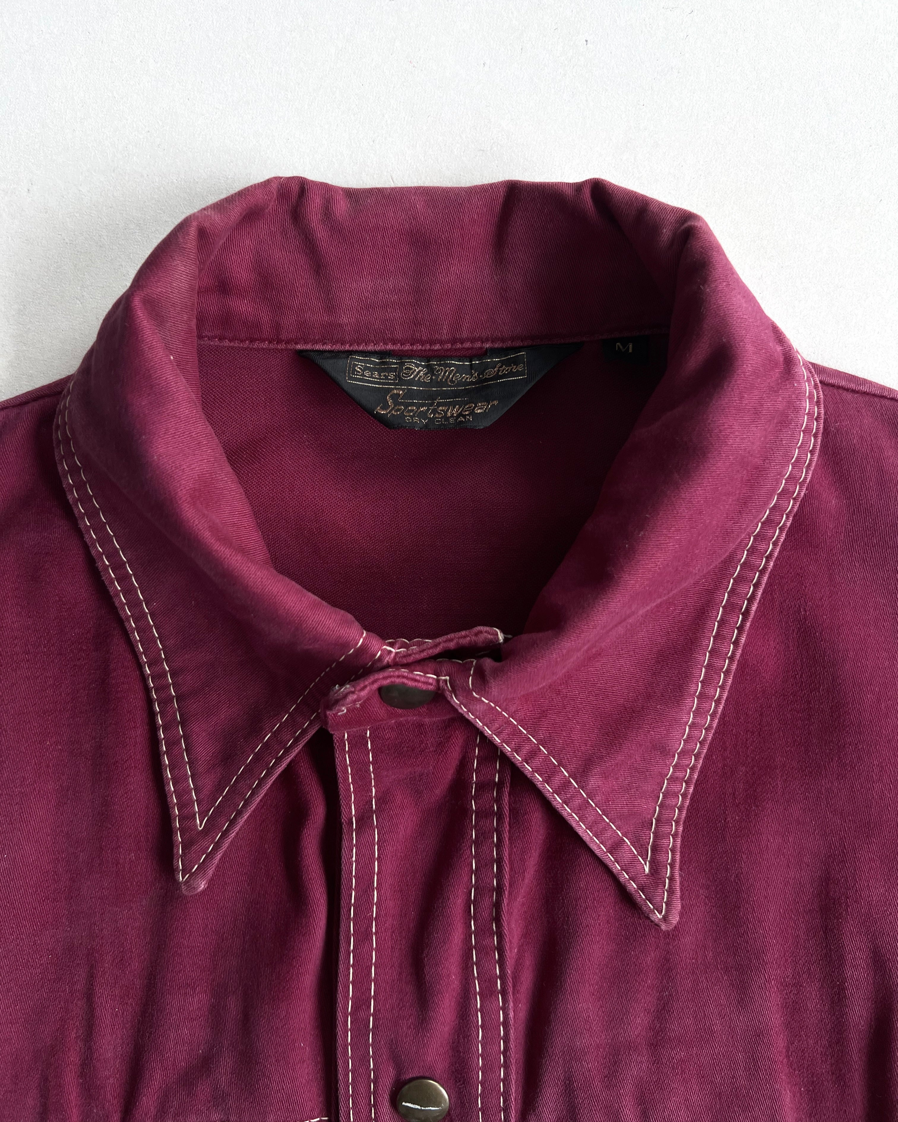 1970S SEARS BURGYNDY MOLESKIN TRUCKER JACKET (M)