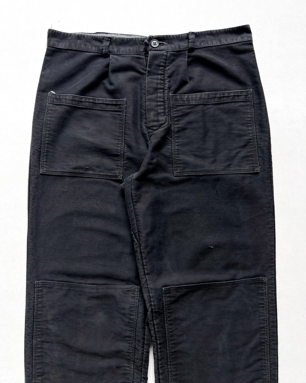 1960S BLACK EUROPE MOLESKIN DOUBLE KNEE PANTS (36)