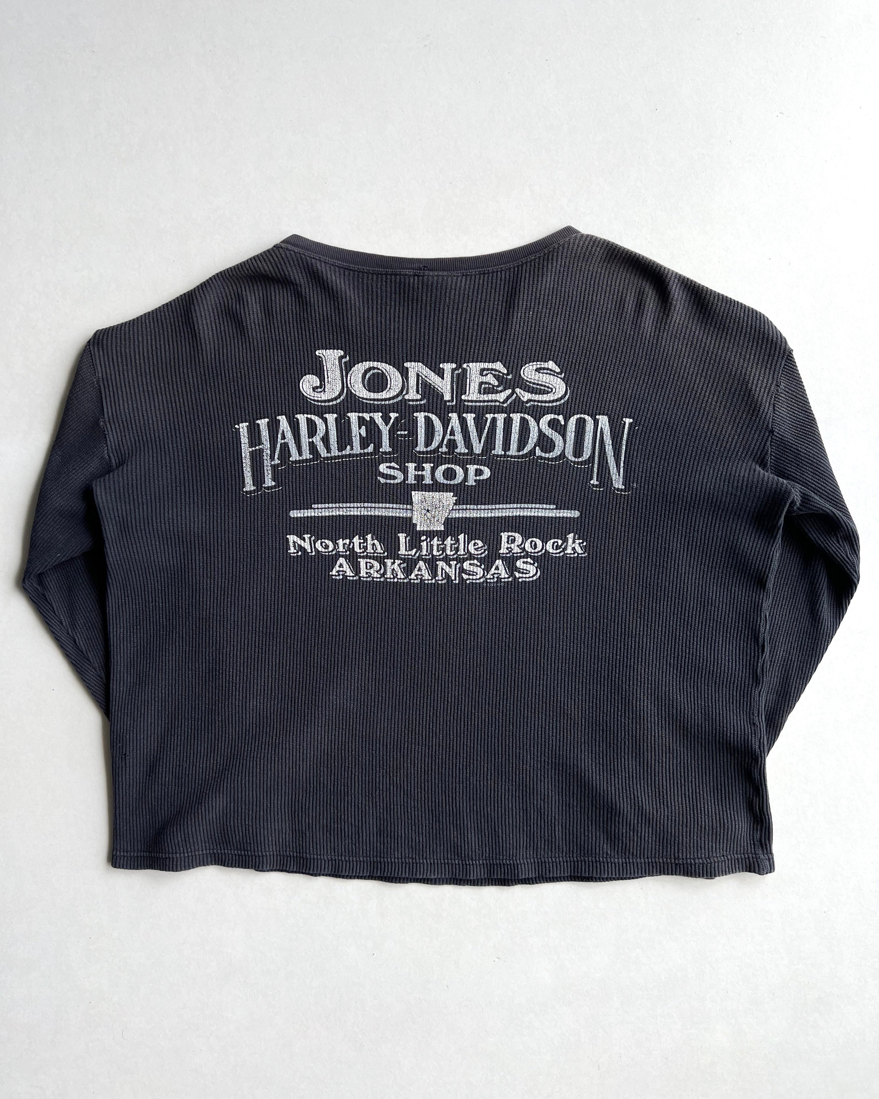 1990S SUN FADED HARLEY DAVIDSON WAFFLE KNIT SWEATER (L)