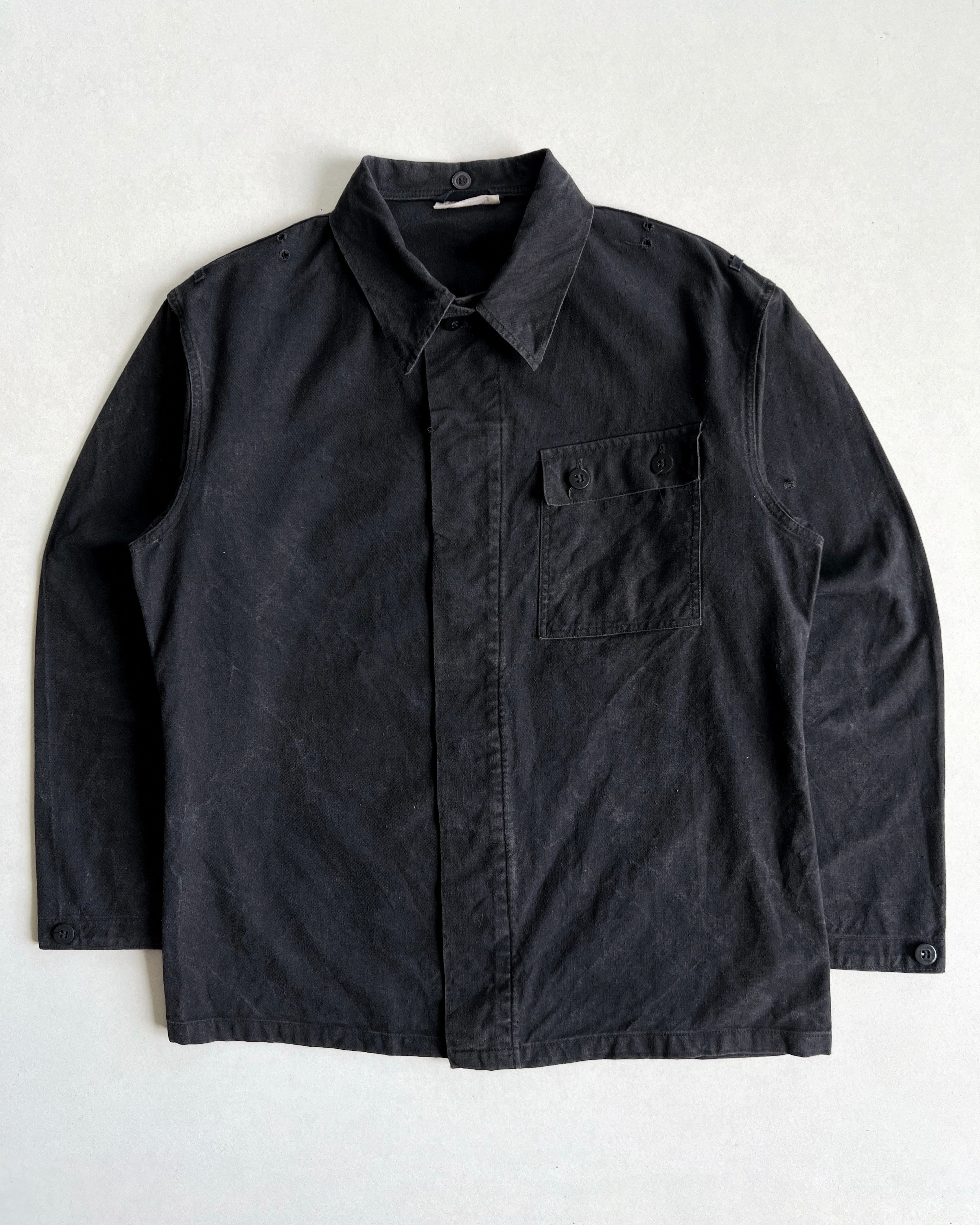 1970S BLACK GERMAN ARMY SINGLE POCKET SHIRT (M)