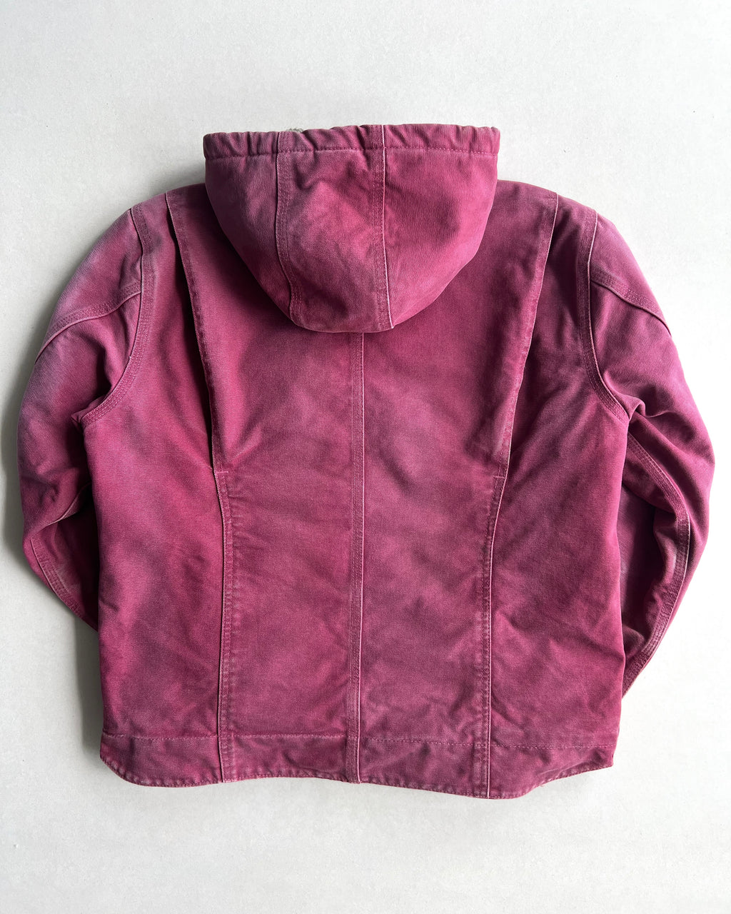 1990S SUN FADED PINK CARHARTT DETROIT HOODED WORK JACKET (M)