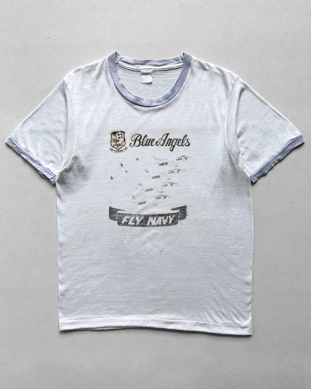1980S 'BLUE ANGEL US NAVY' RINGER TEE (M)