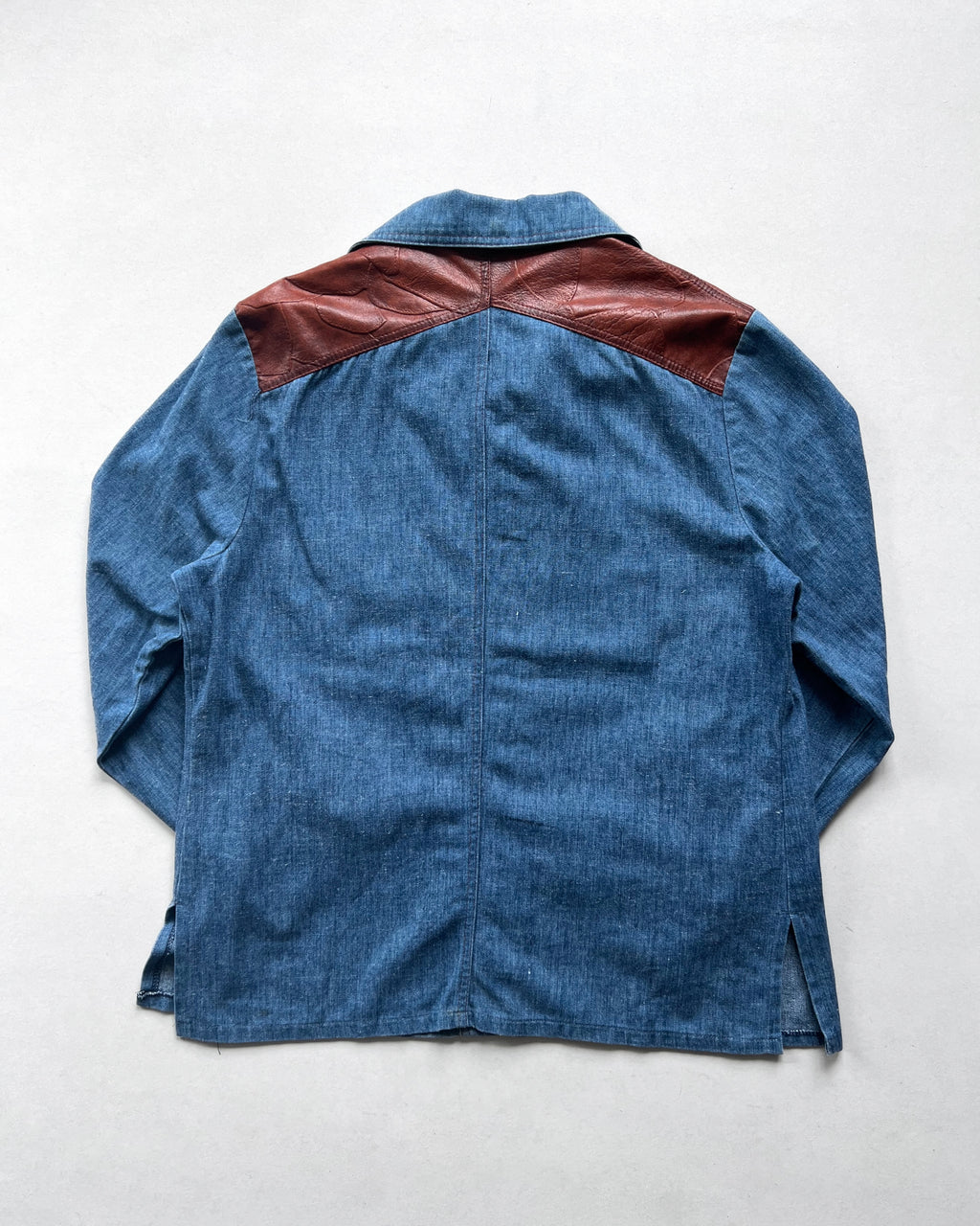1970S SEARS OPEN COLLAR WESTERN DENIM SHIRT (L)