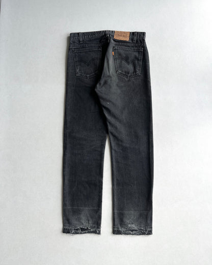 1990S FADED BLACK LEVI'S 505 RELEASED HEM JEANS (33X31)